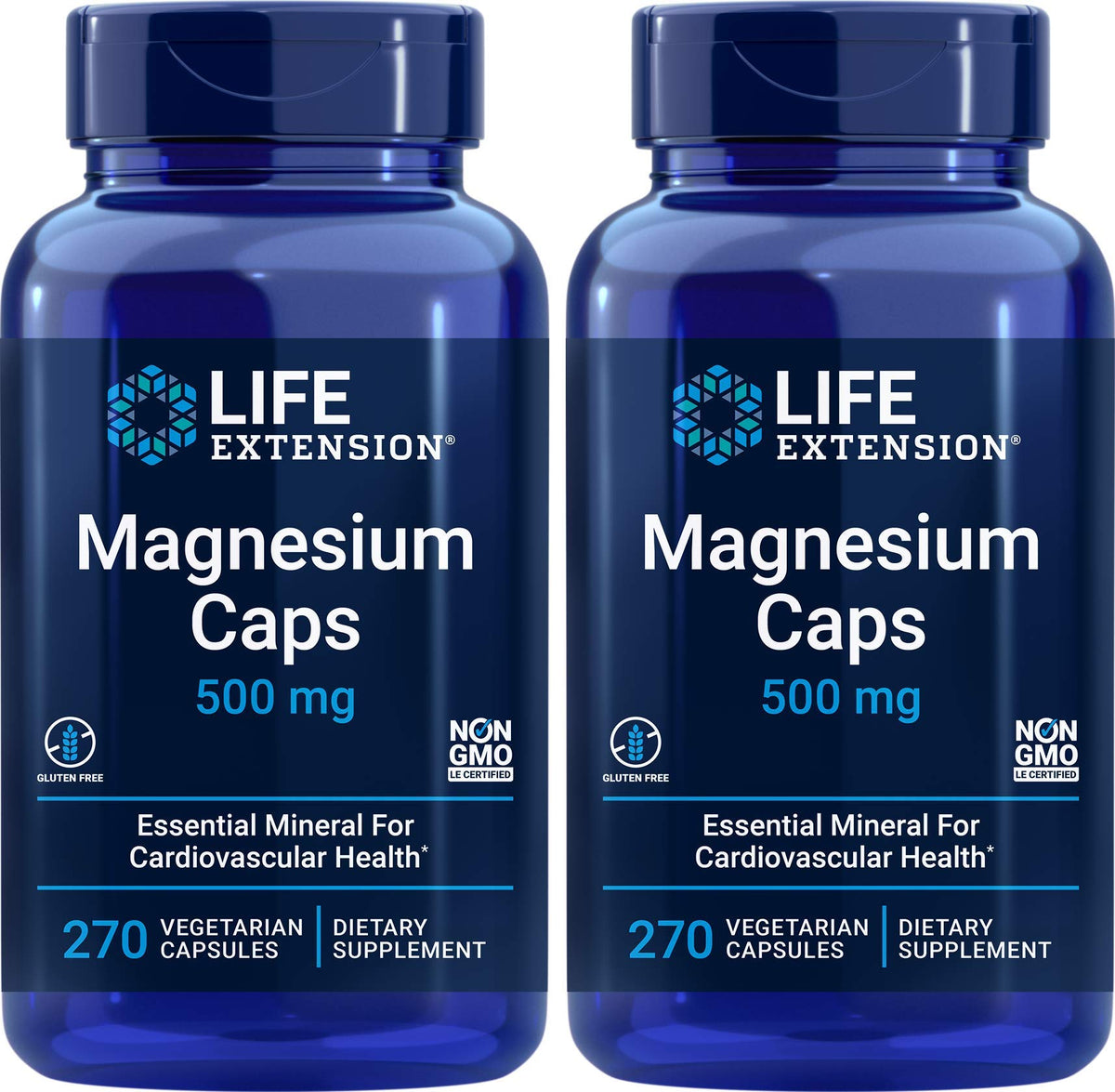 Life Extension Magnesium Caps 500mg 2 Pack front view