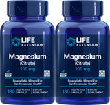 Life Extension Magnesium Citrate 100 mg, 180 capsules front view