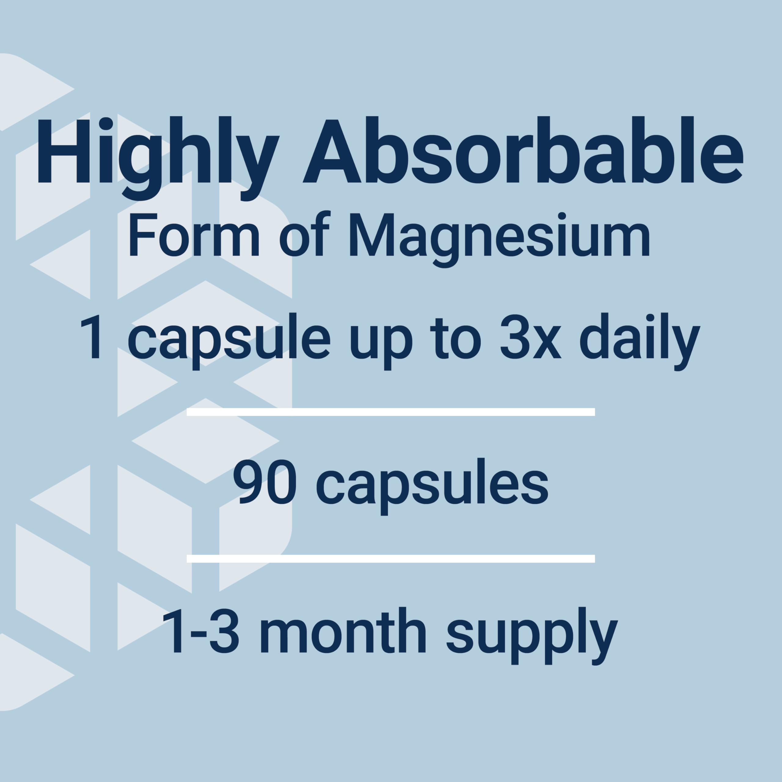Life Extension Magnesium Glycinate 105mg 90 Capsules with label details