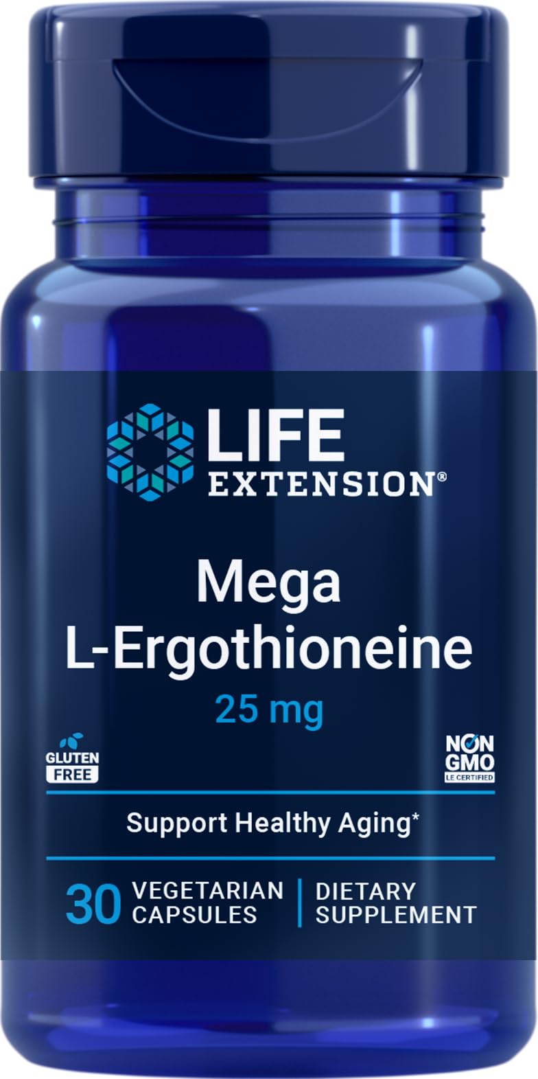 Life Extension Mega L-Ergothioneine 25mg supplement front view