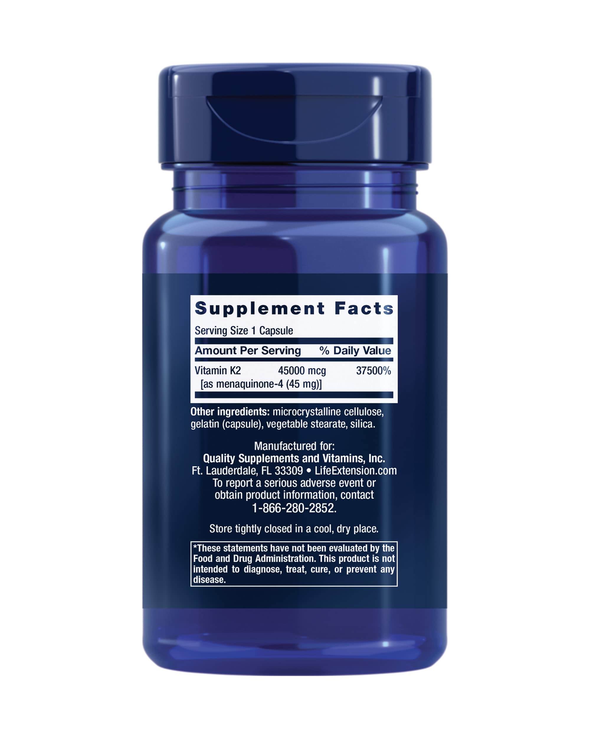 Life Extension Mega Vitamin K2 45mg capsule close-up