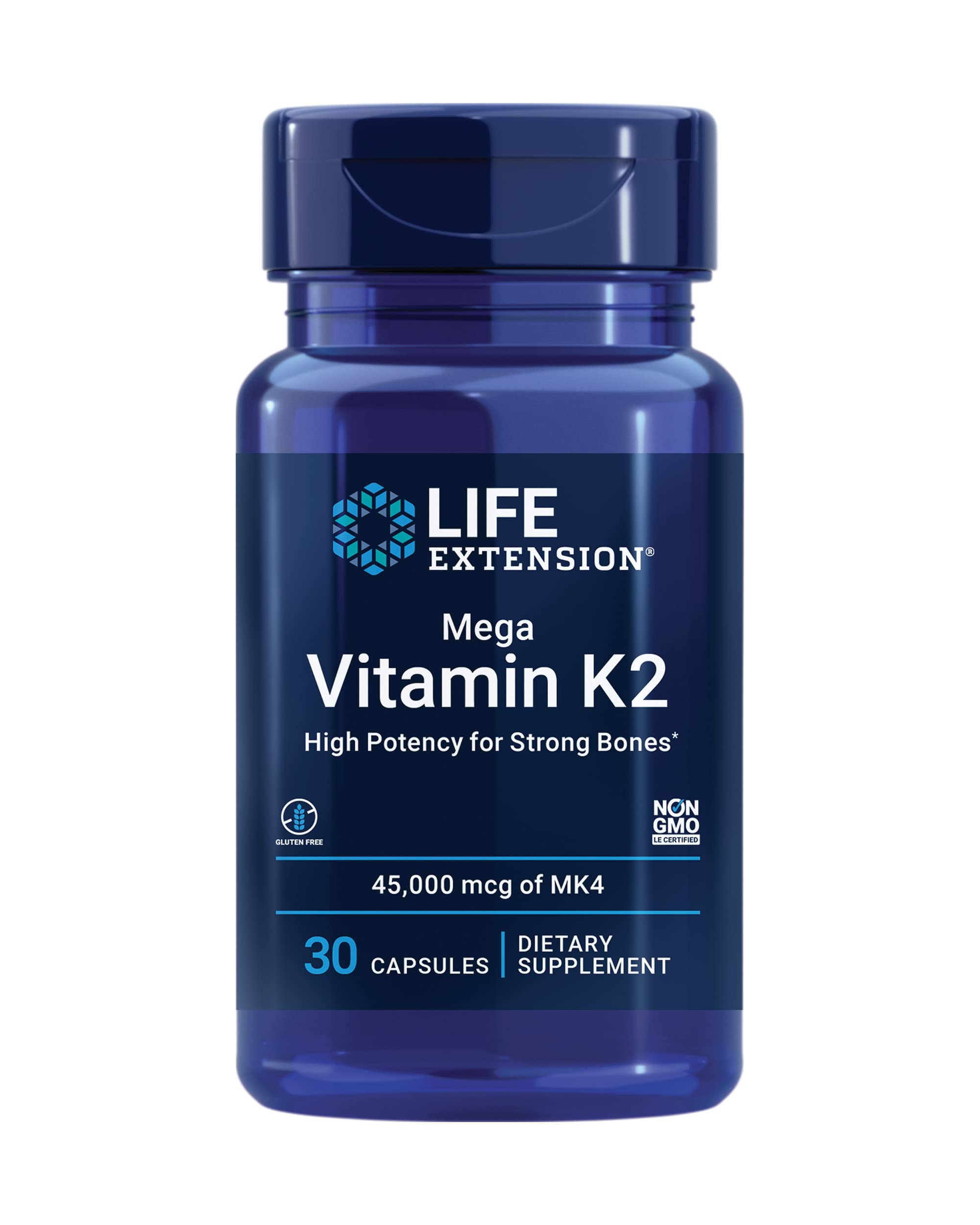 Life Extension Mega Vitamin K2 45mg front view of packaging