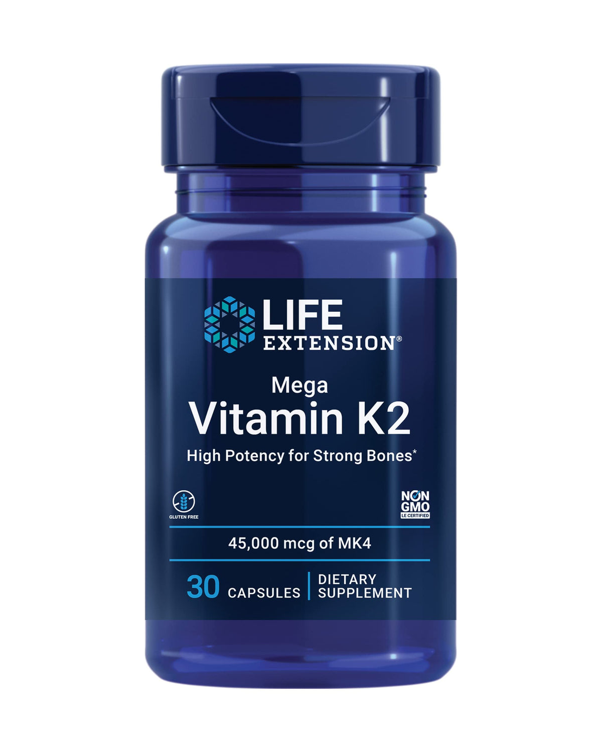 Life Extension Mega Vitamin K2 45mg front view of packaging