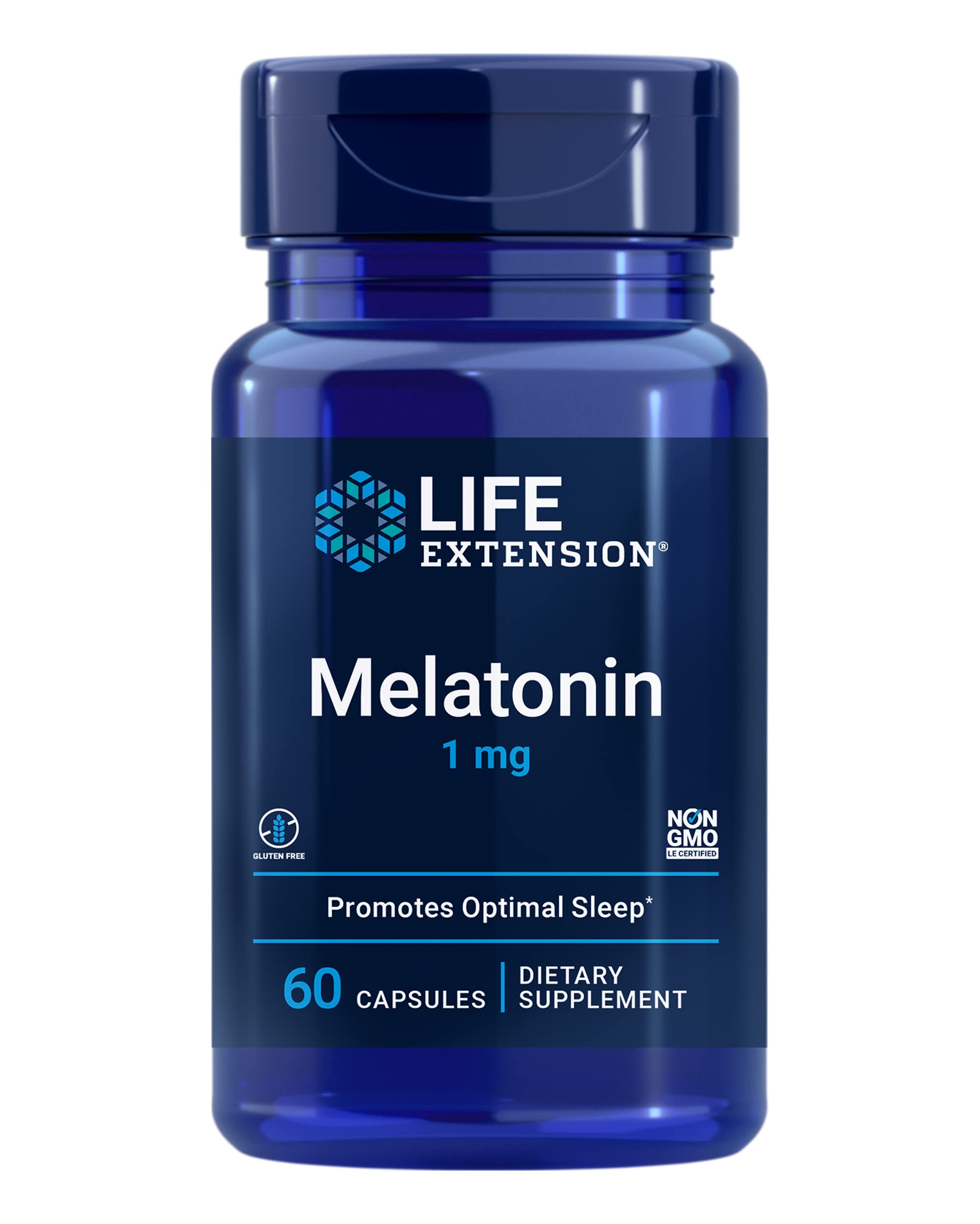 Life Extension Melatonin 1 mg capsules front view