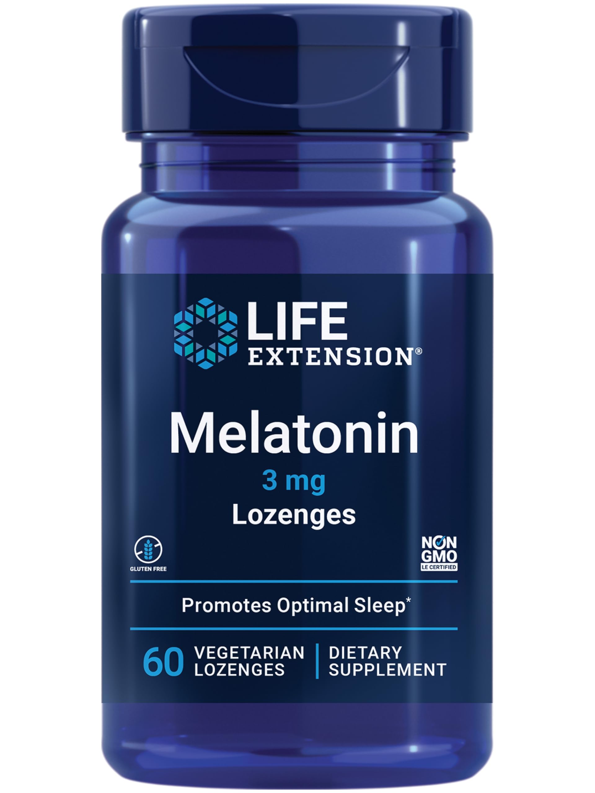 Life Extension Melatonin 3 mg chewable lozenges front view