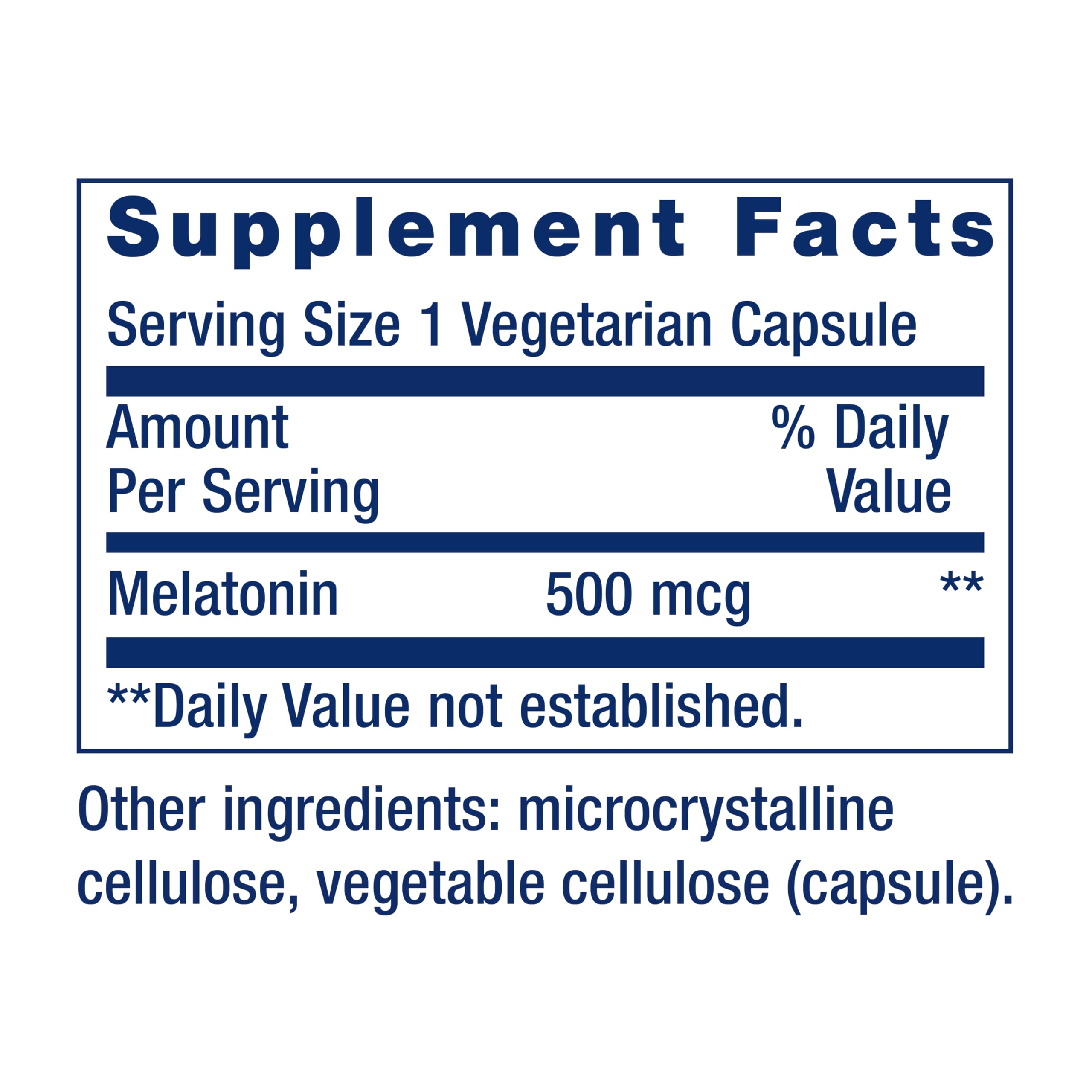 Life Extension Melatonin 500 mcg capsules close-up