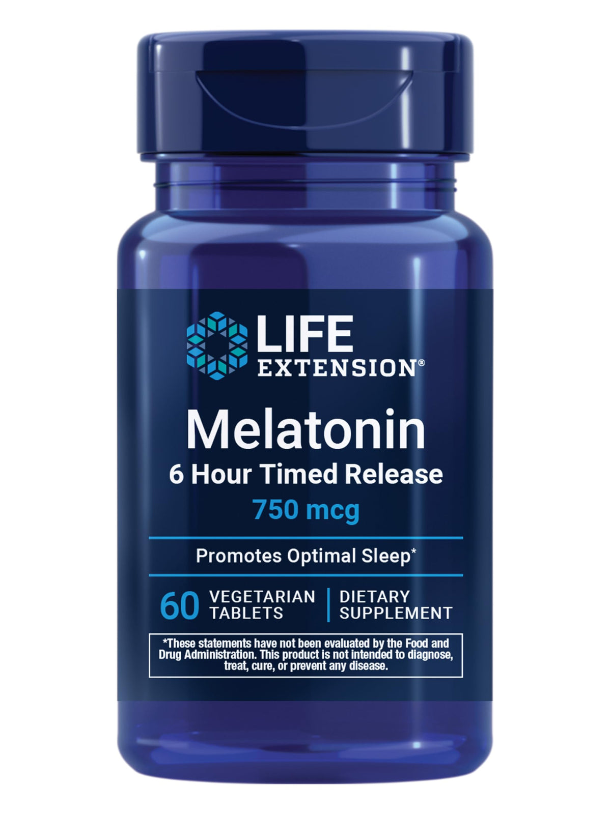 Life Extension Melatonin 750 mcg Extended-Release Tablets front view