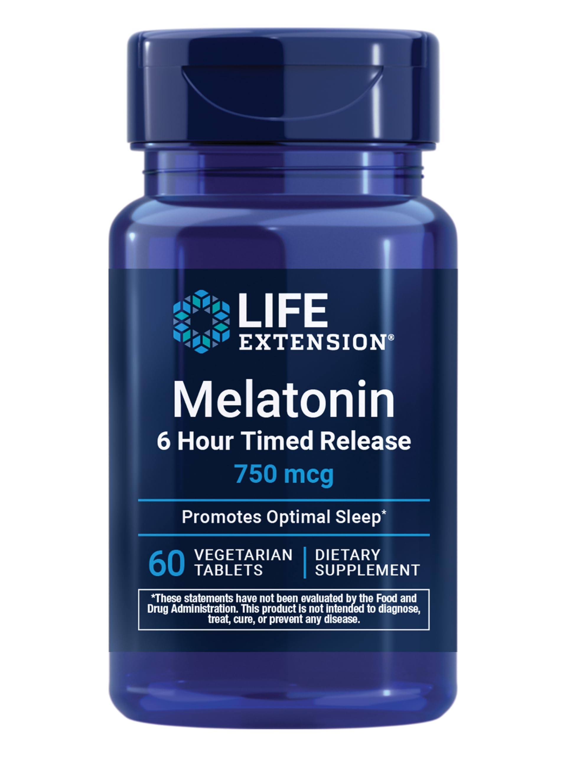 Life Extension Melatonin 750 mcg Extended-Release Tablets front view