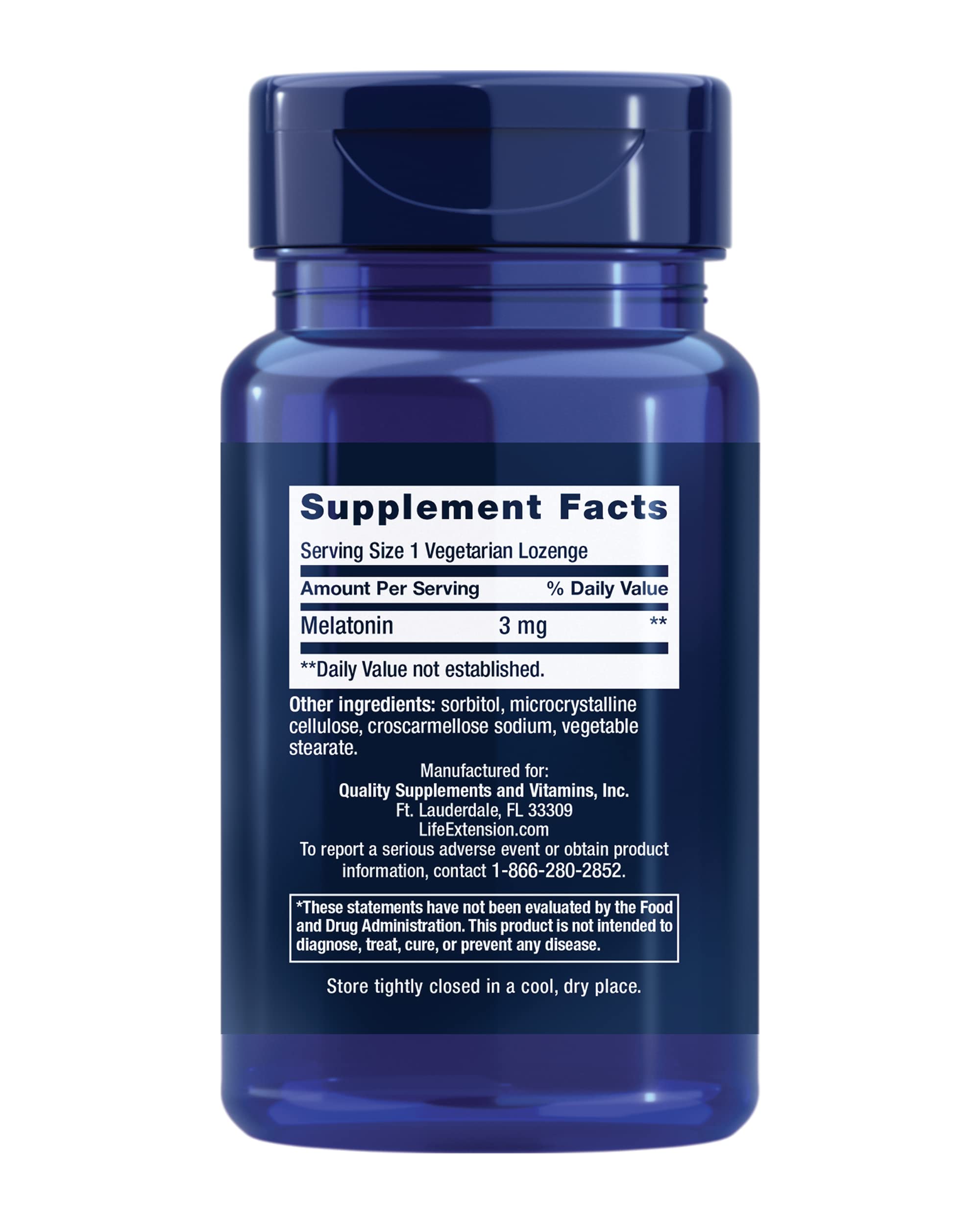 Life Extension Melatonin chewable lozenges packaging