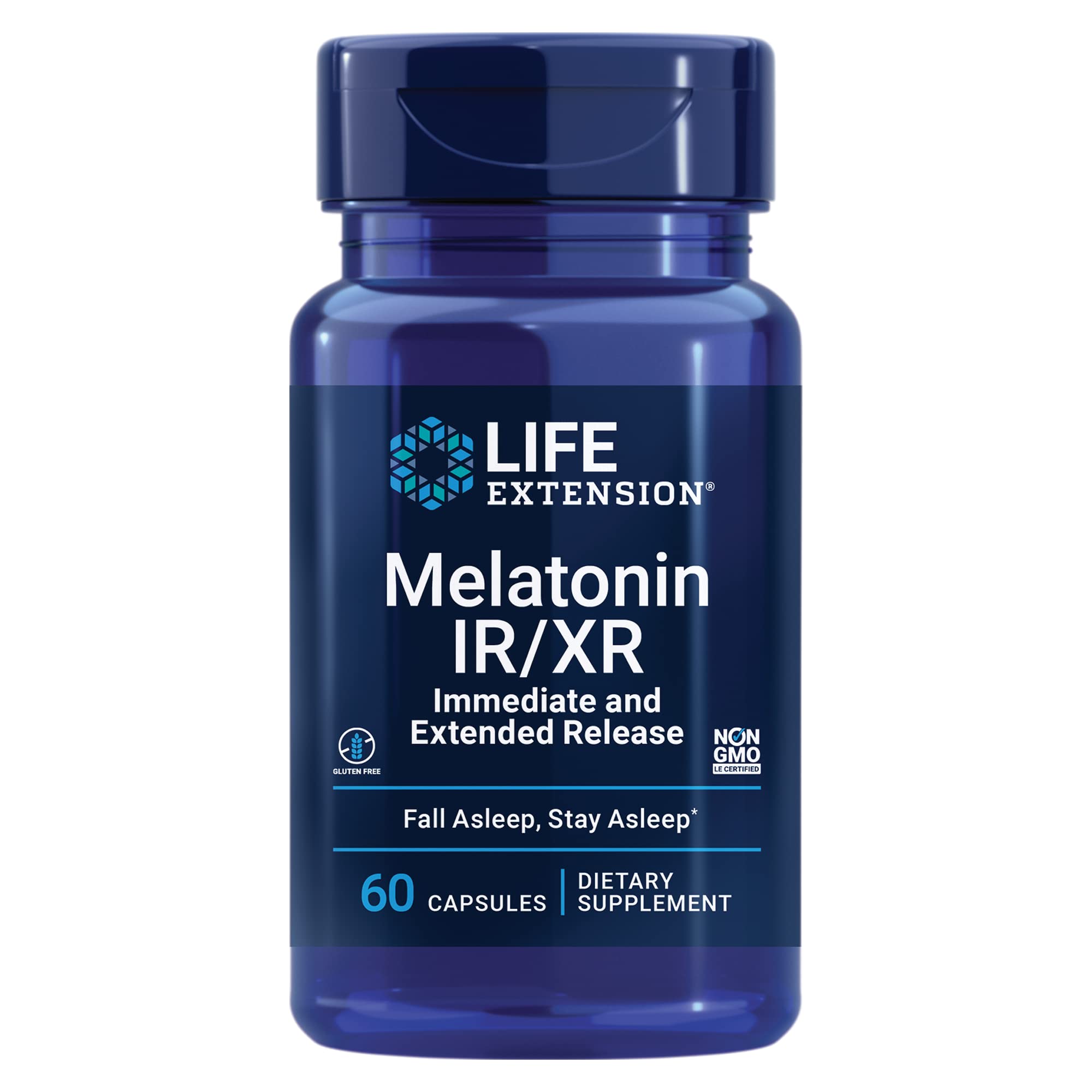 Life Extension Melatonin IR/XR 1.5 mg 60 Capsules front view