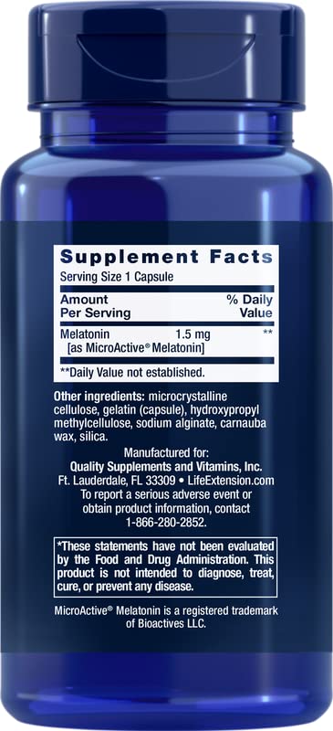 Life Extension Melatonin IR/XR 1.5mg Capsules side view