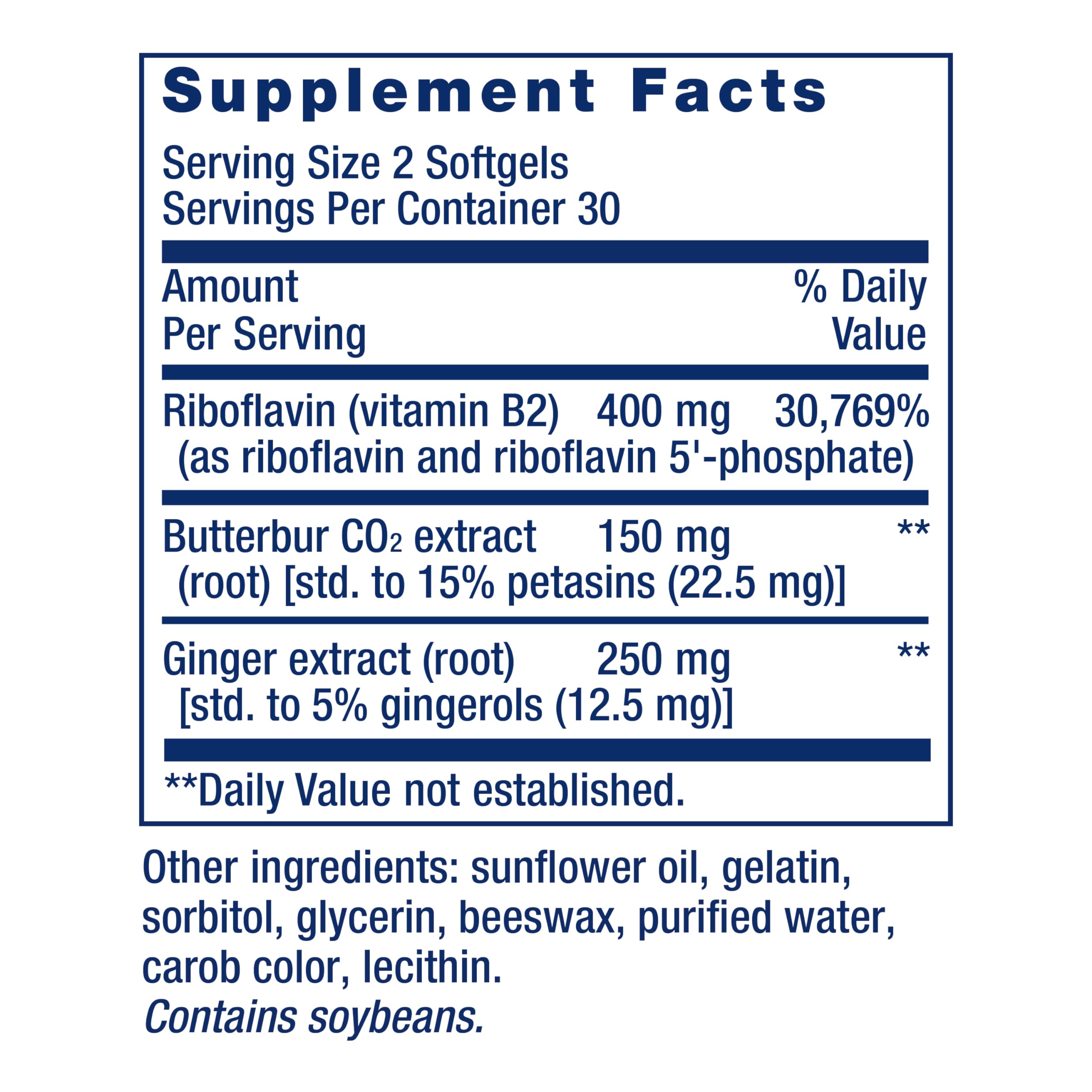 Life Extension Migra-Eeze supplement ingredients list