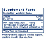 Life Extension Milk Thistle Extract 750 mg capsules on a wooden surface