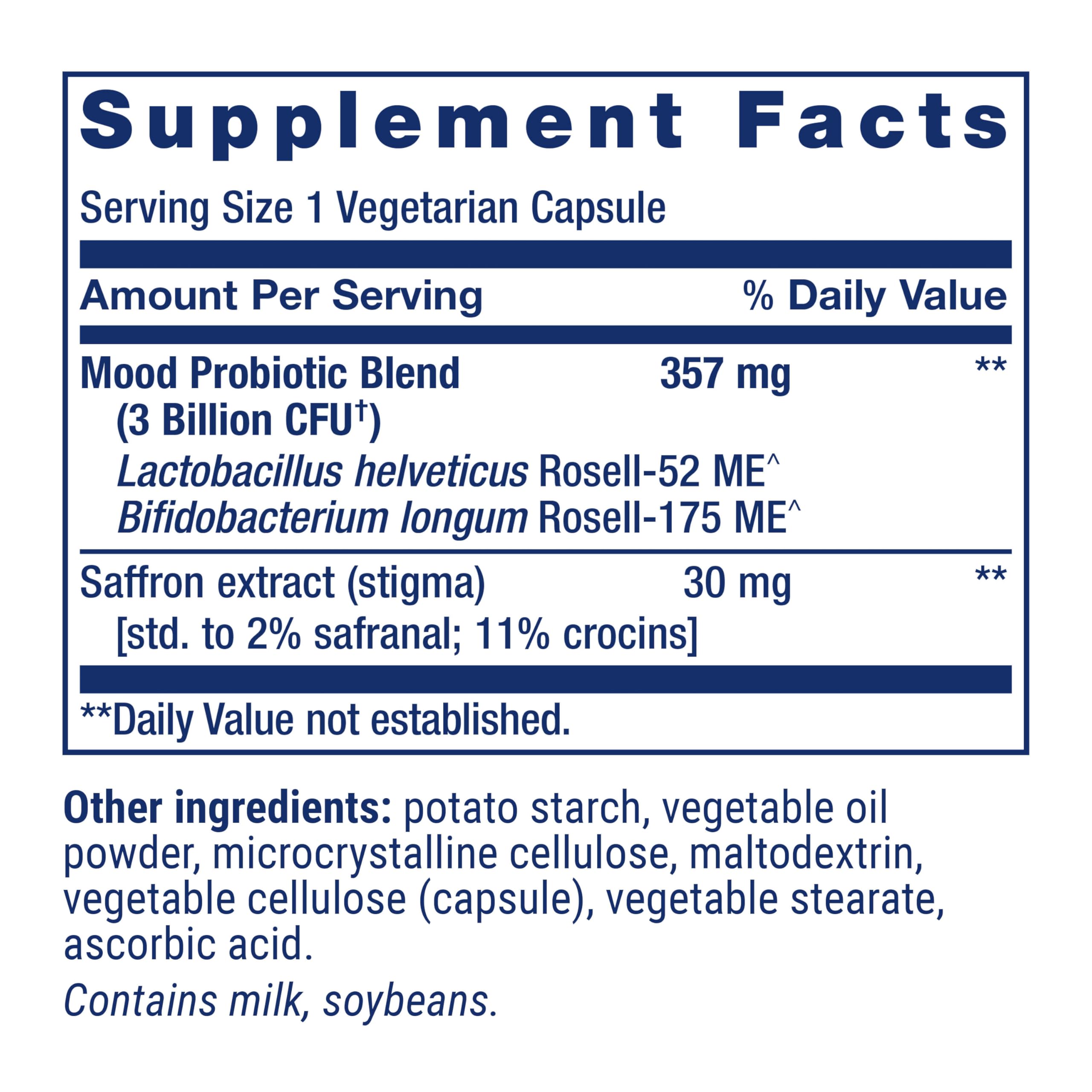 Life Extension Mood Probiotic Blend 357mg capsule close-up