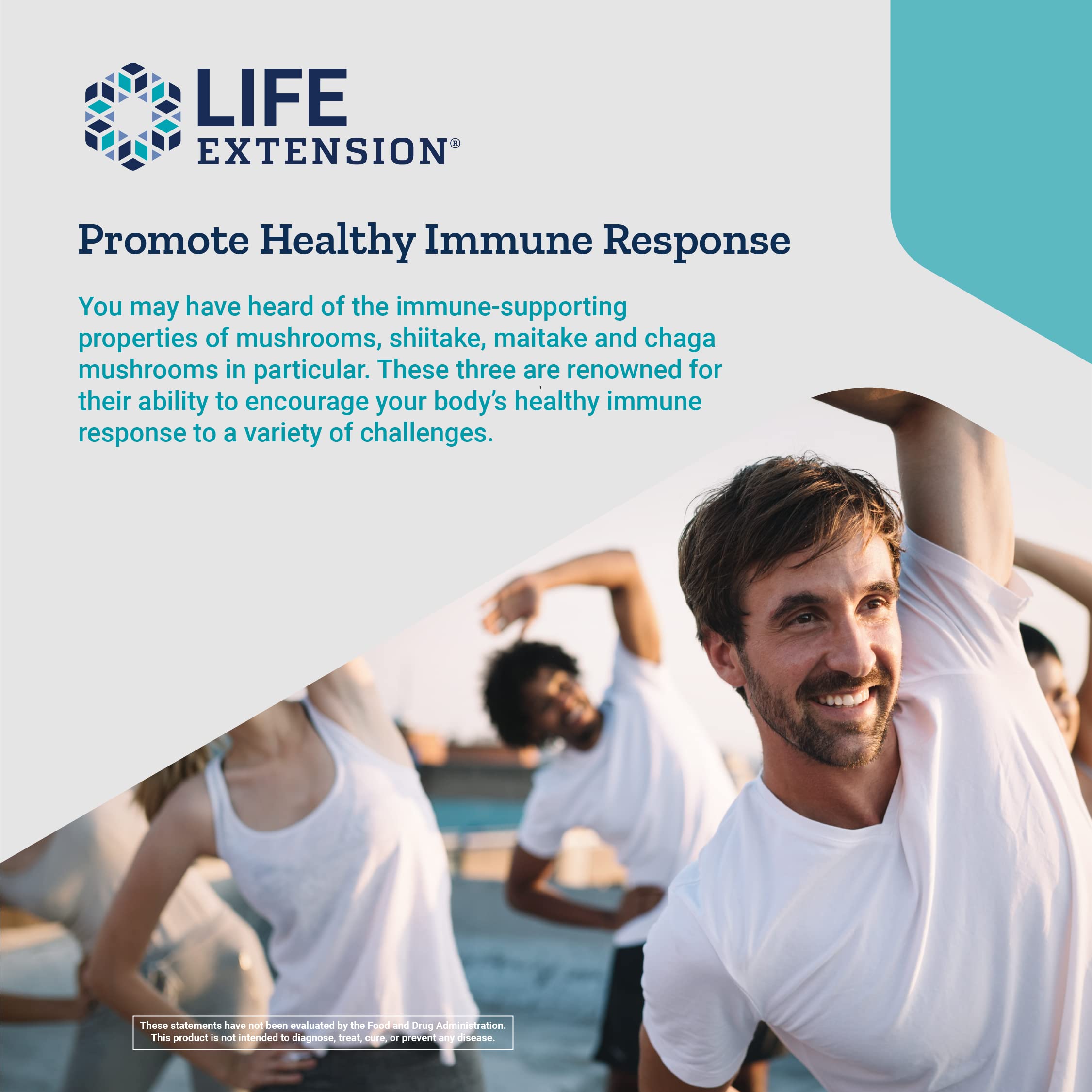 Life Extension Mushroom daily wellness with Beta Glucans capsules with a measuring spoon