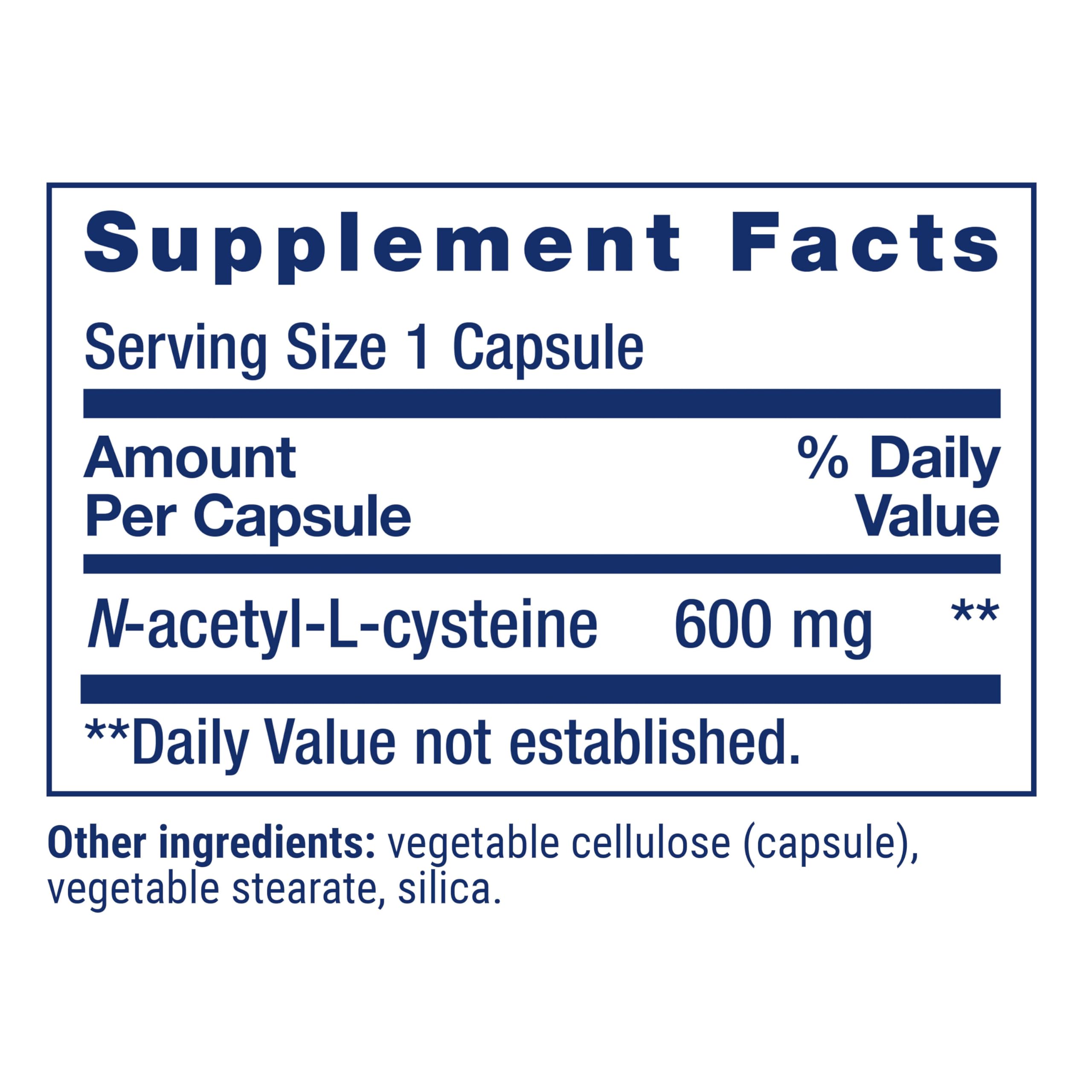 Life Extension N-Acetyl-L-Cysteine 600mg supplement side view