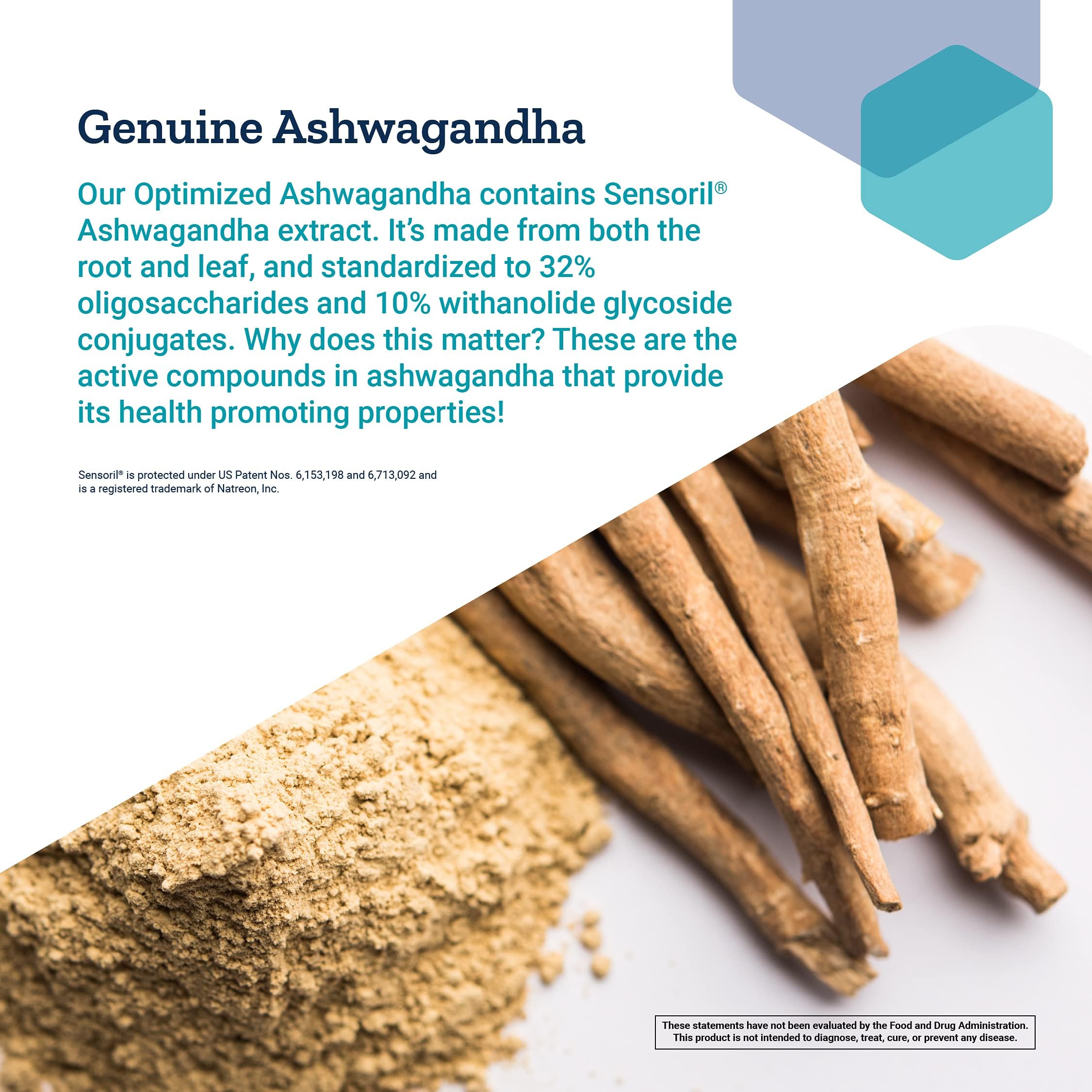 Life Extension Optimized Ashwagandha 125mg capsules on a wooden table
