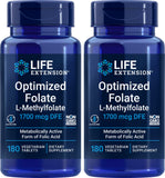 Life Extension Optimized Folate 1700 mcg supplement front view