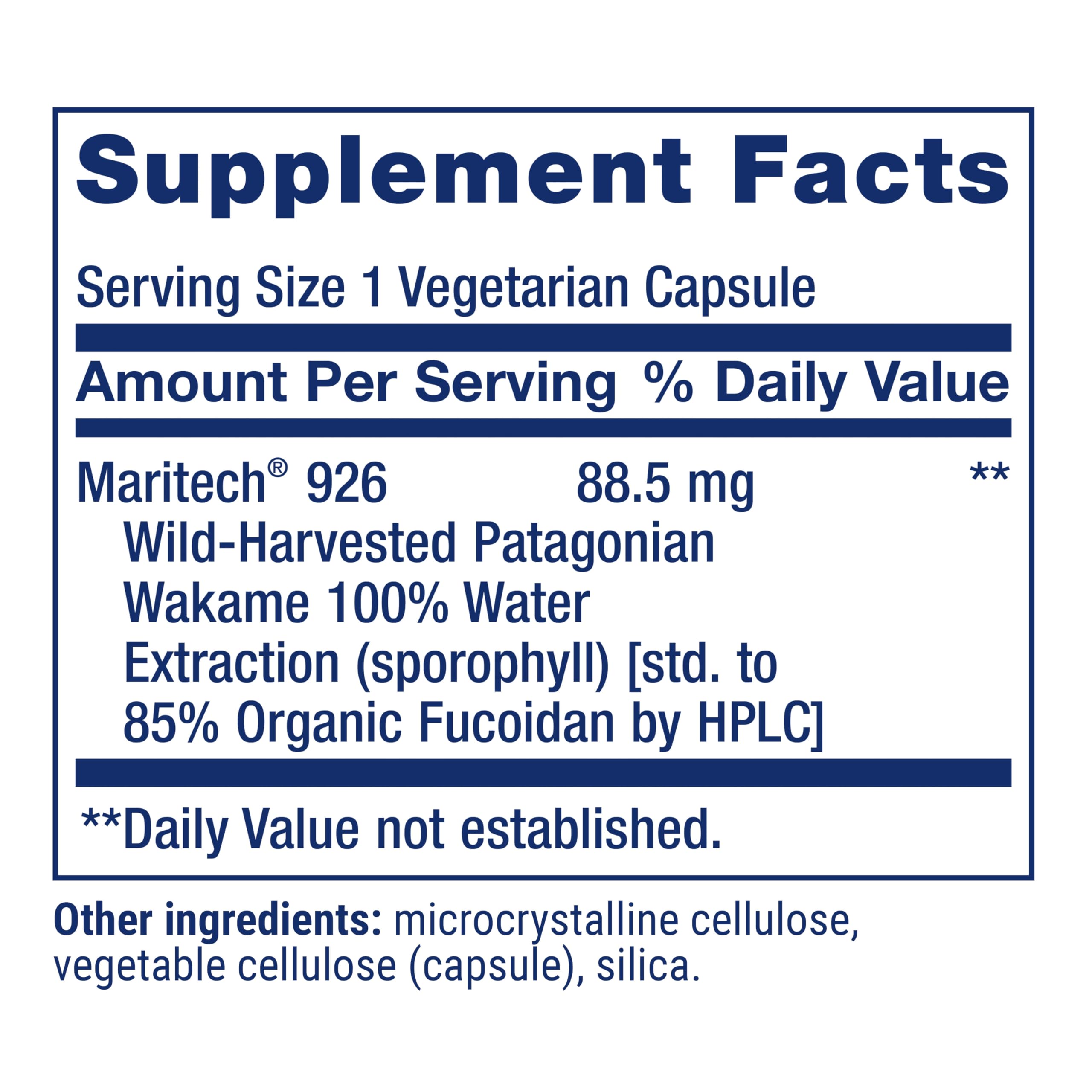 Life Extension Optimized Fucoidan bottle with label details