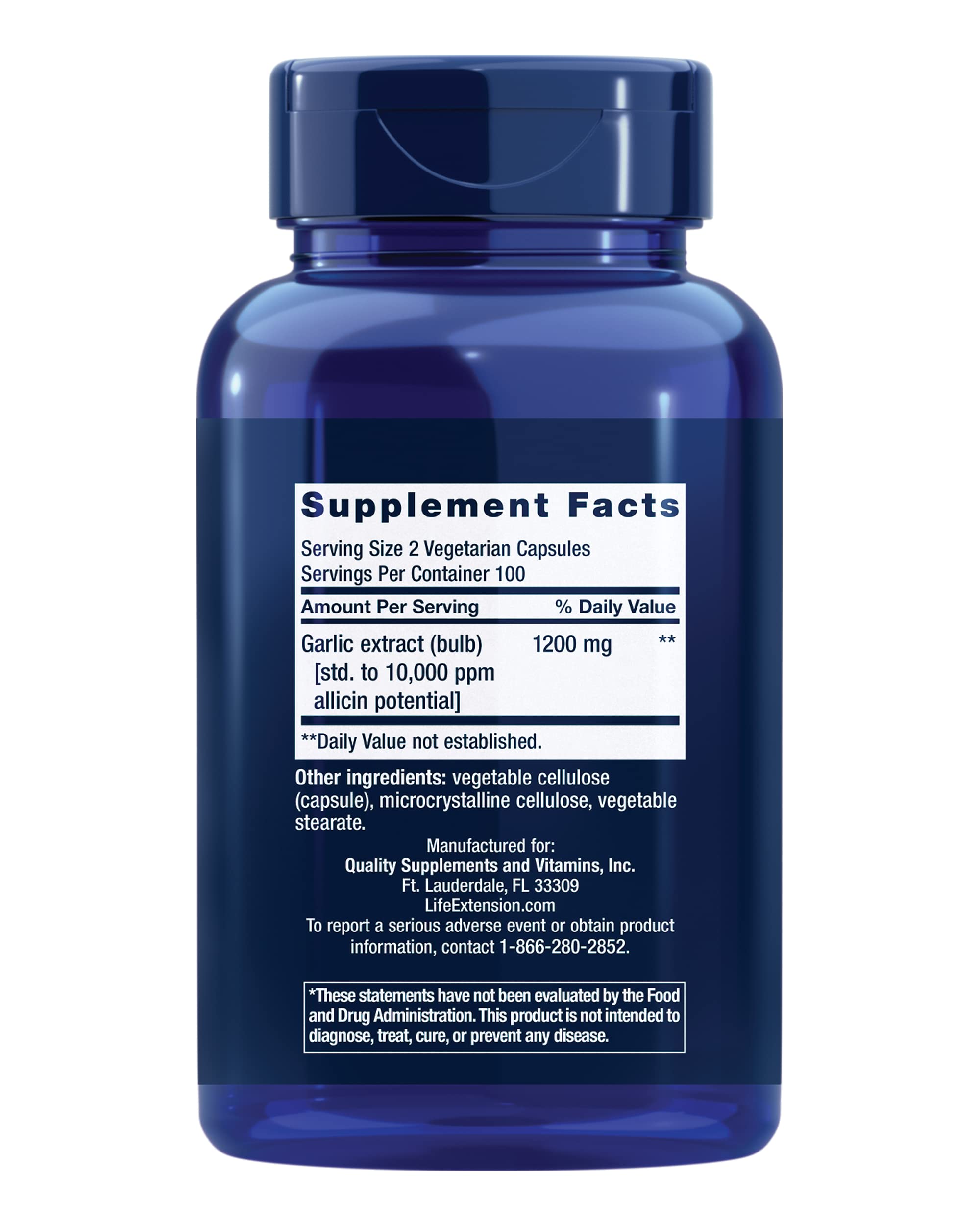 Life Extension Optimized Garlic 1200 mg capsules close-up