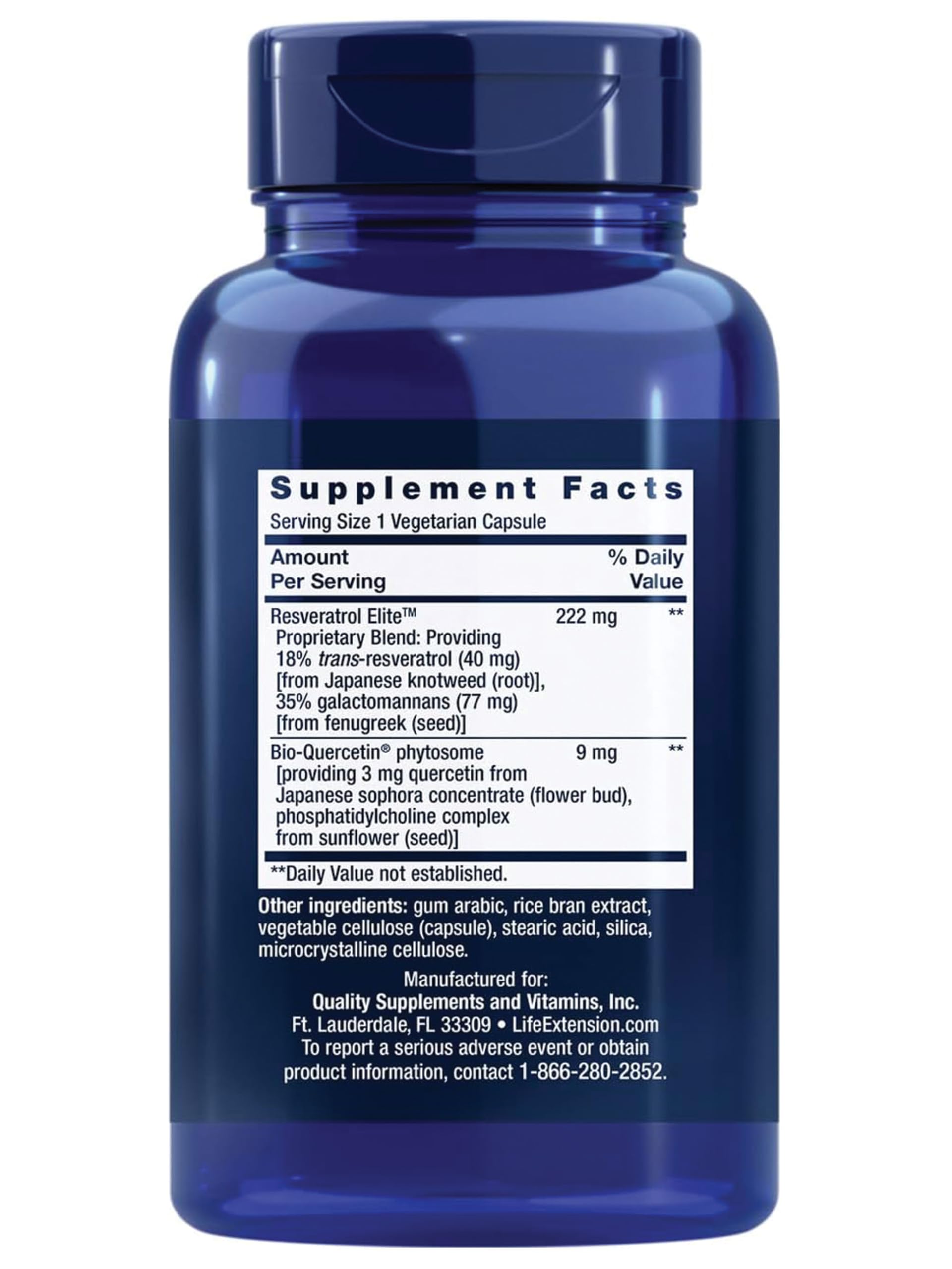 Life Extension Optimized Resveratrol Elite 222mg capsule side view