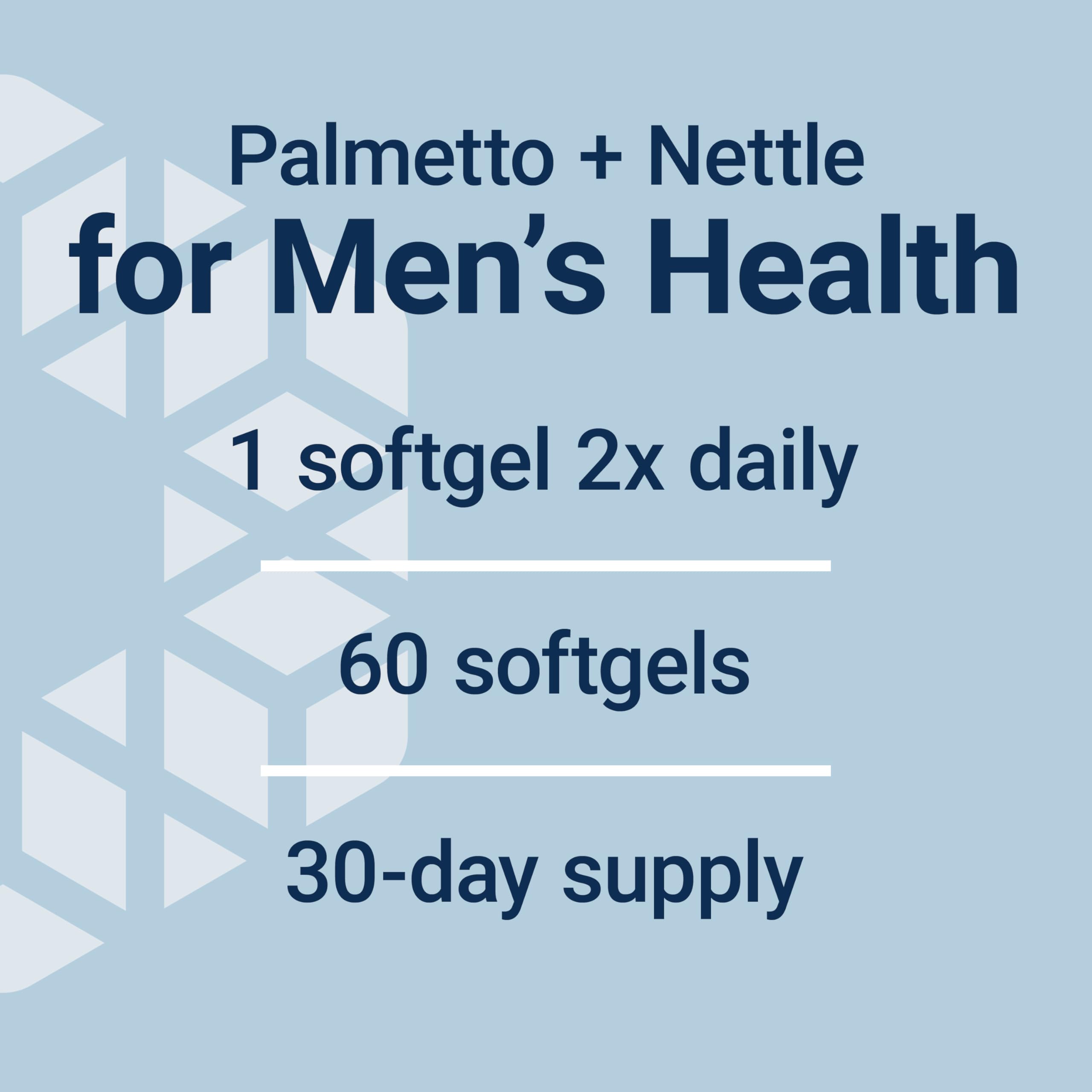 Life Extension PalmettoGuard® Saw Palmetto softgels on wooden table