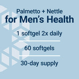 Life Extension PalmettoGuard® Saw Palmetto softgels on wooden table