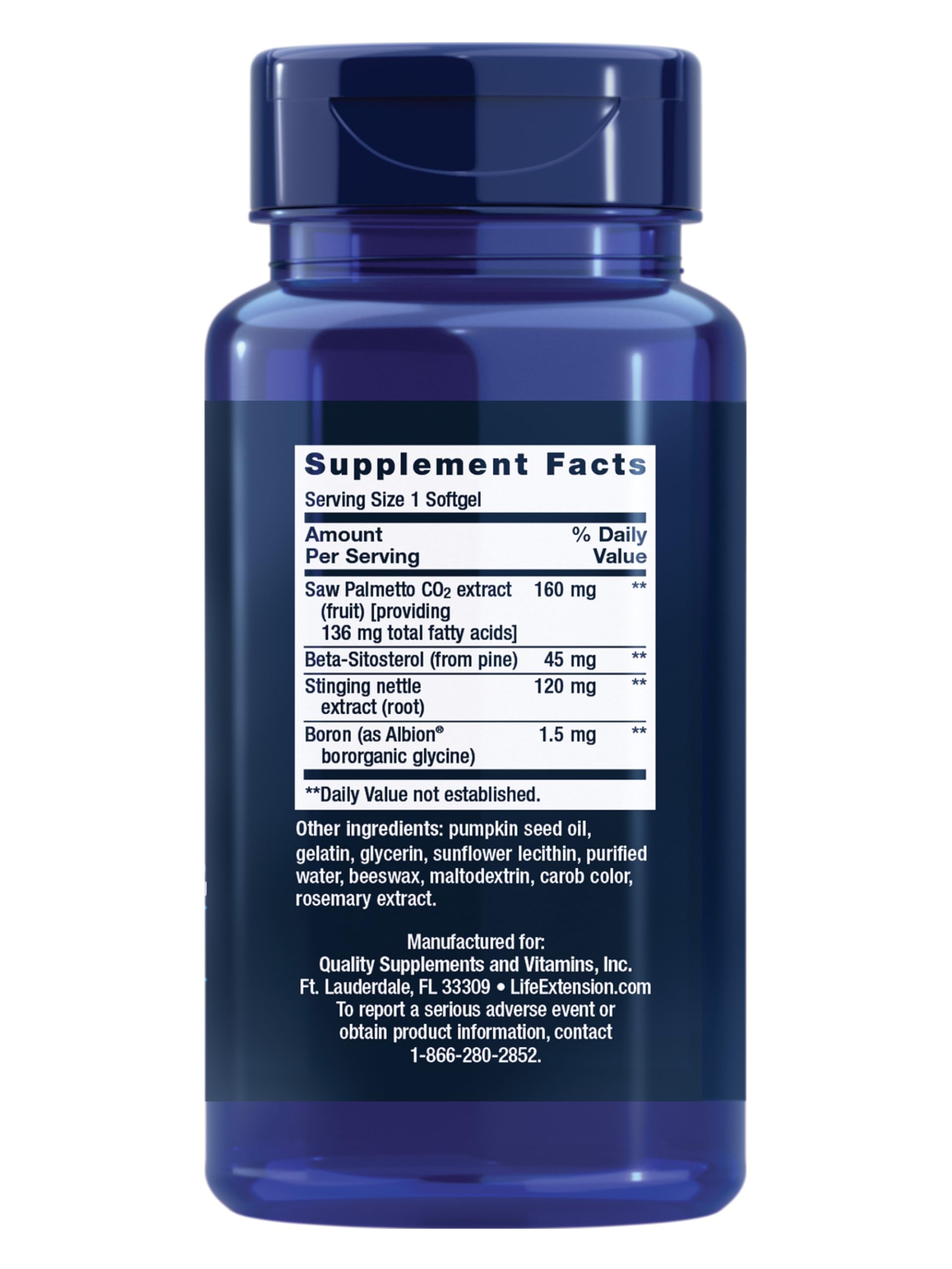 Life Extension PalmettoGuard® Saw Palmetto softgels side view