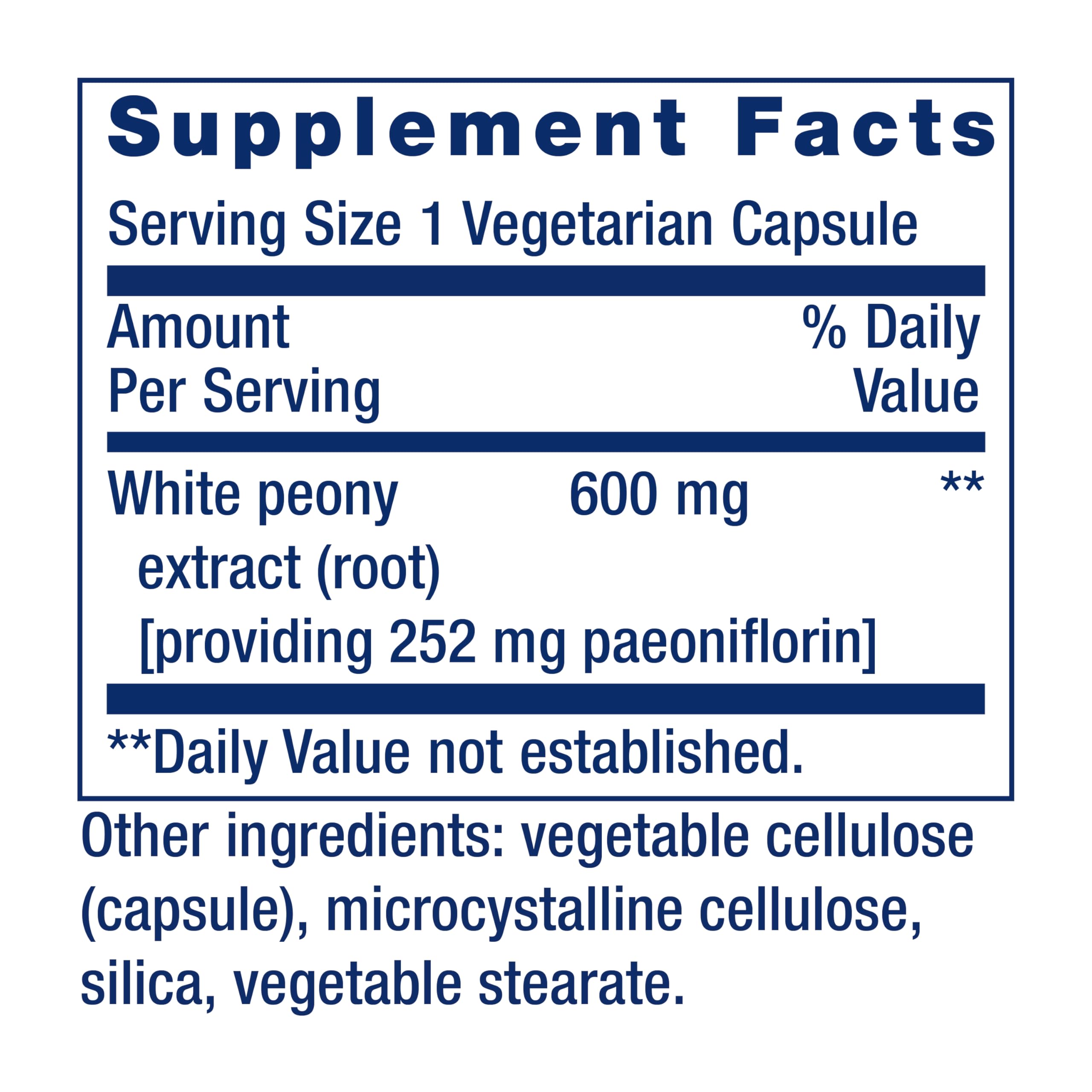 Life Extension Peony daily wellness 600mg bottle with label