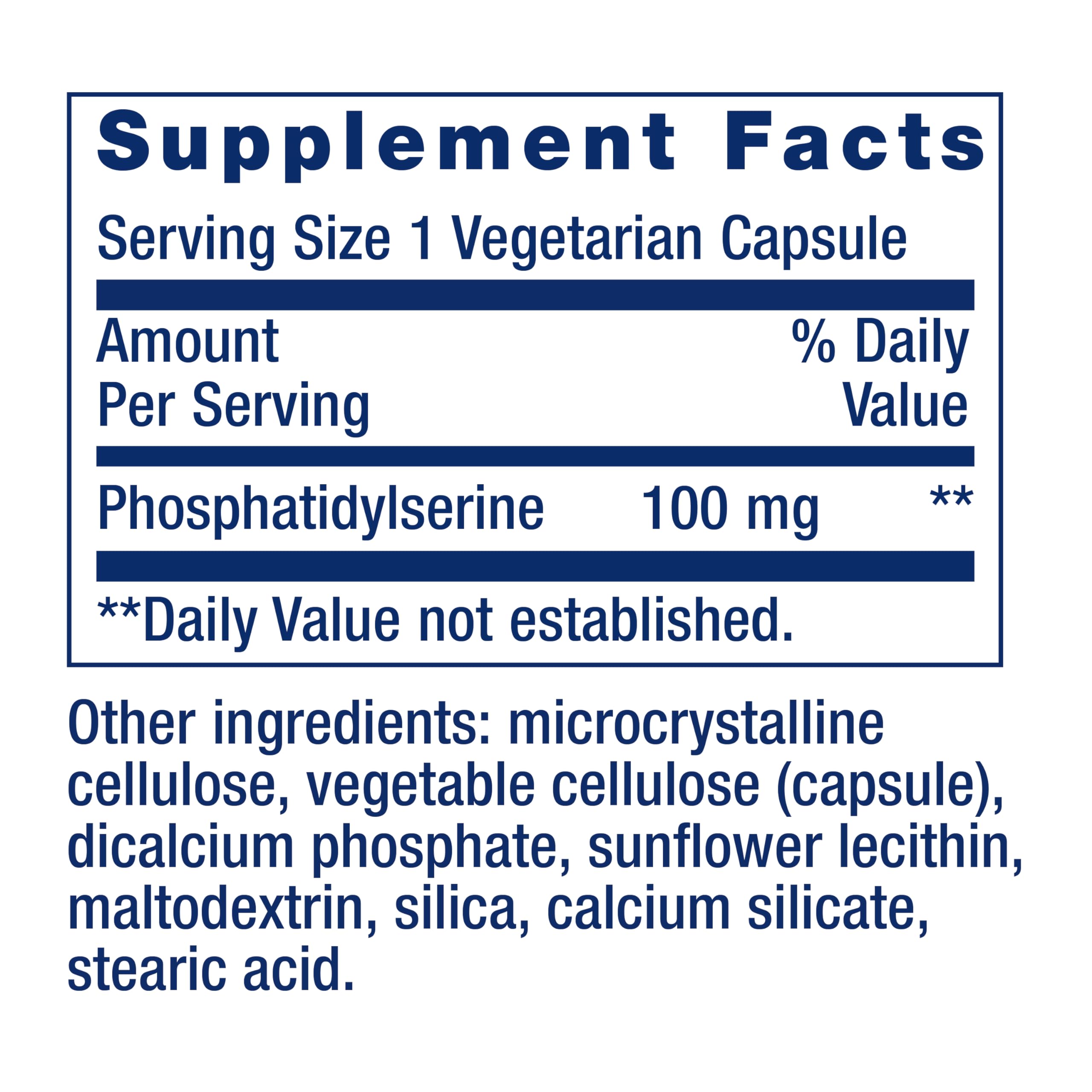 Life Extension Phosphatidylserine Capsules 100mg back view