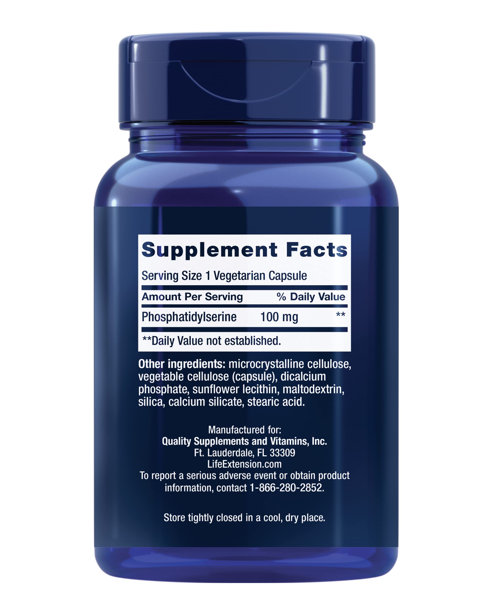 Life Extension Phosphatidylserine Capsules 100mg side view