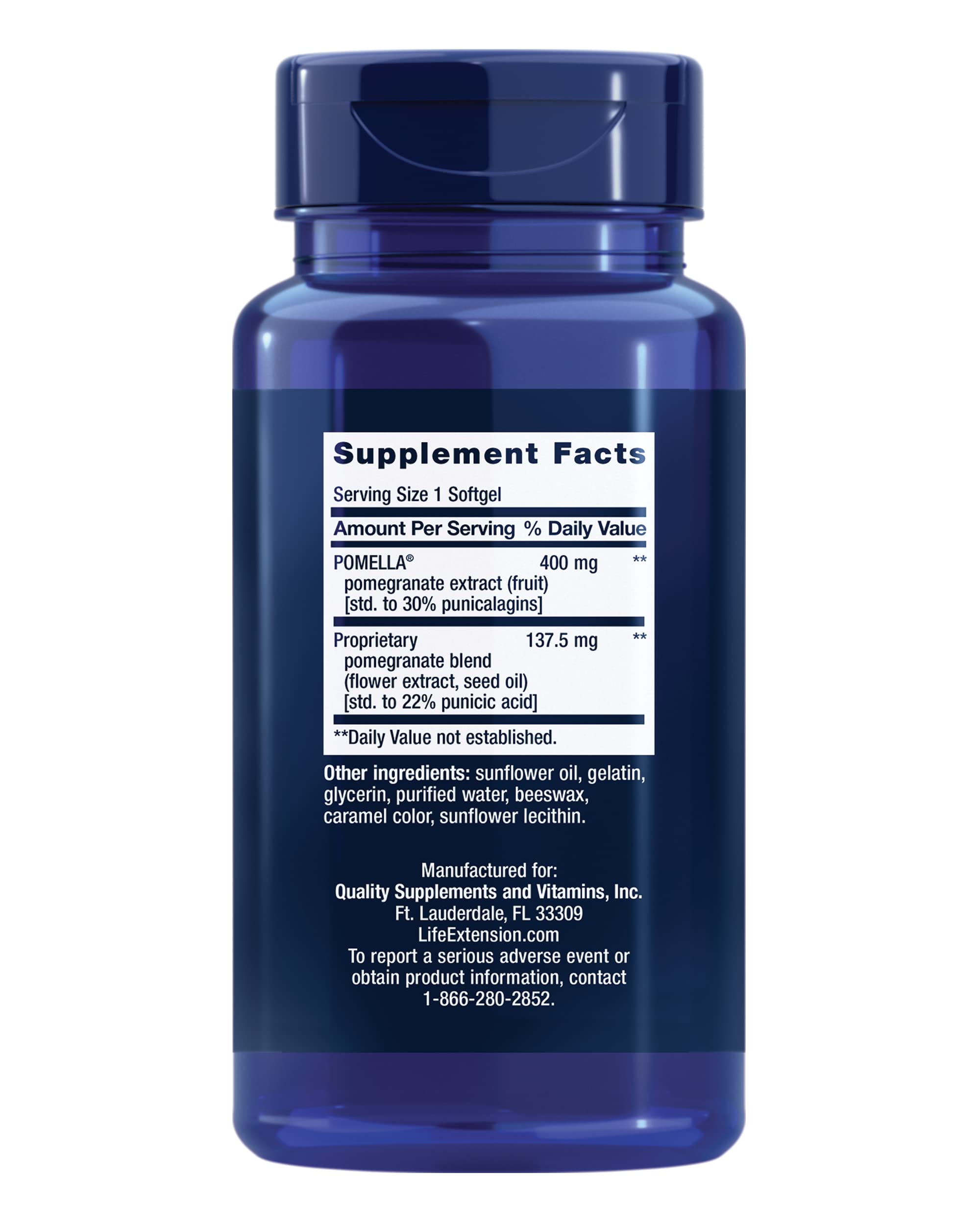 Life Extension Pomegranate Complete supplement bottle side view