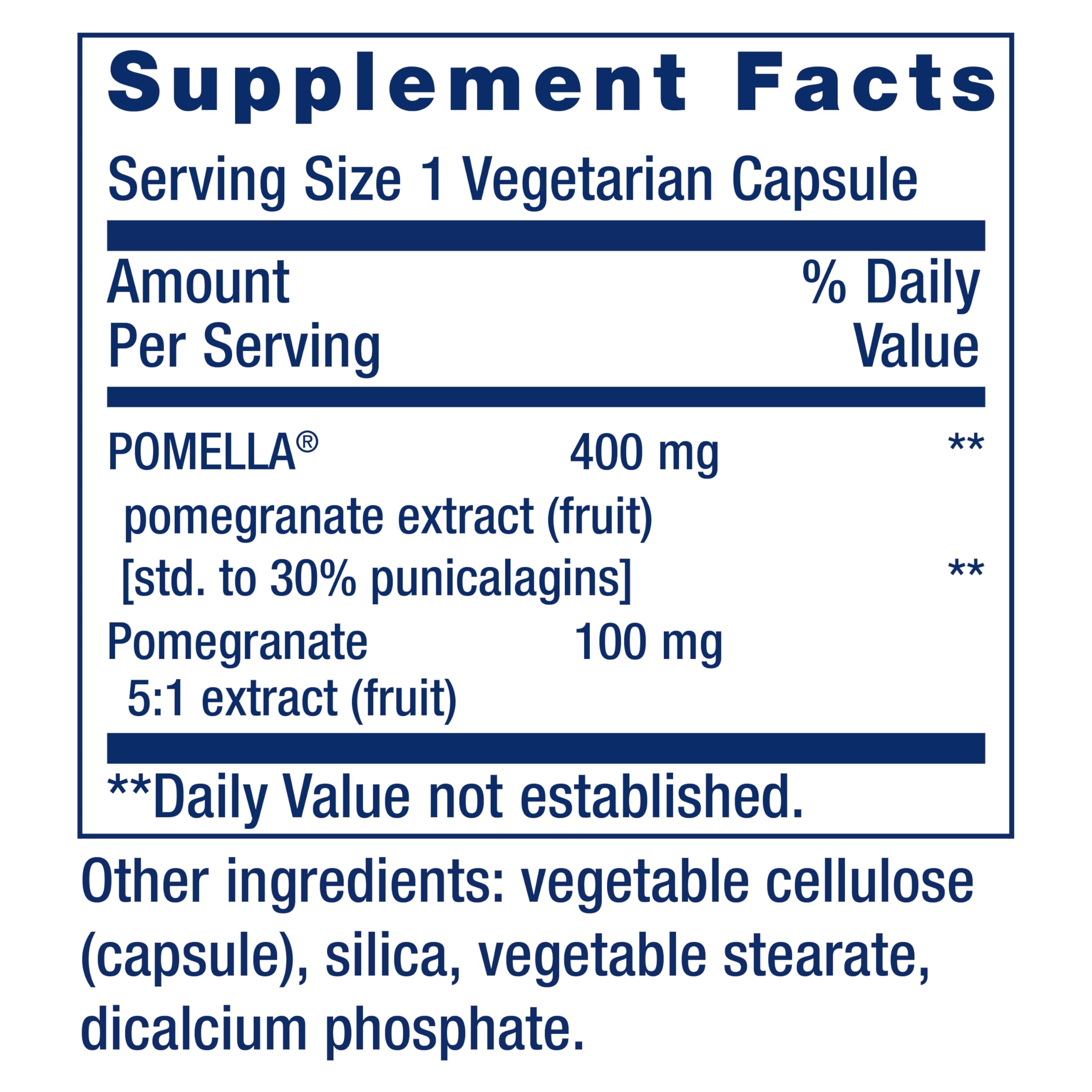 Life Extension Pomegranate Fruit Extract 500mg bottle side view