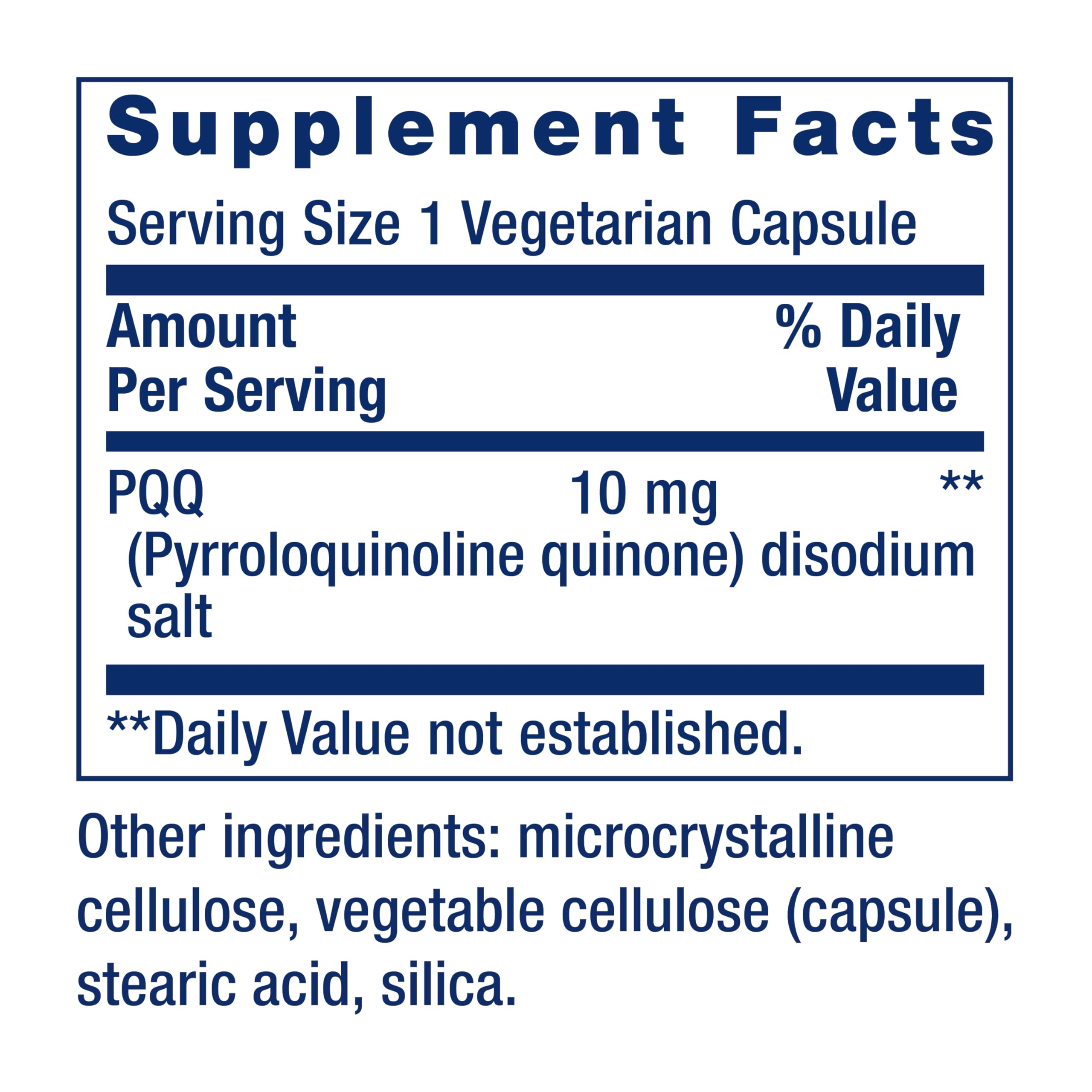 Life Extension PQQ 10 mg Multivitamin Capsules side view