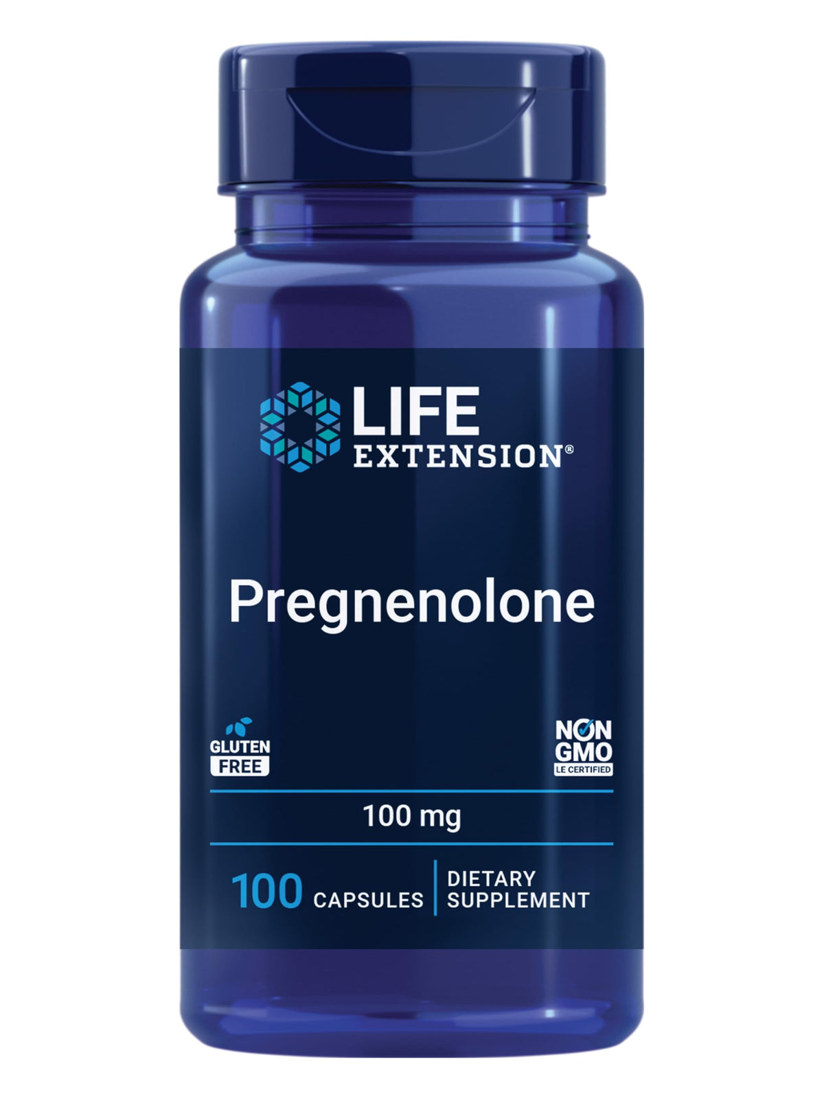 Life Extension Pregnenolone Supplement 100 mg front view