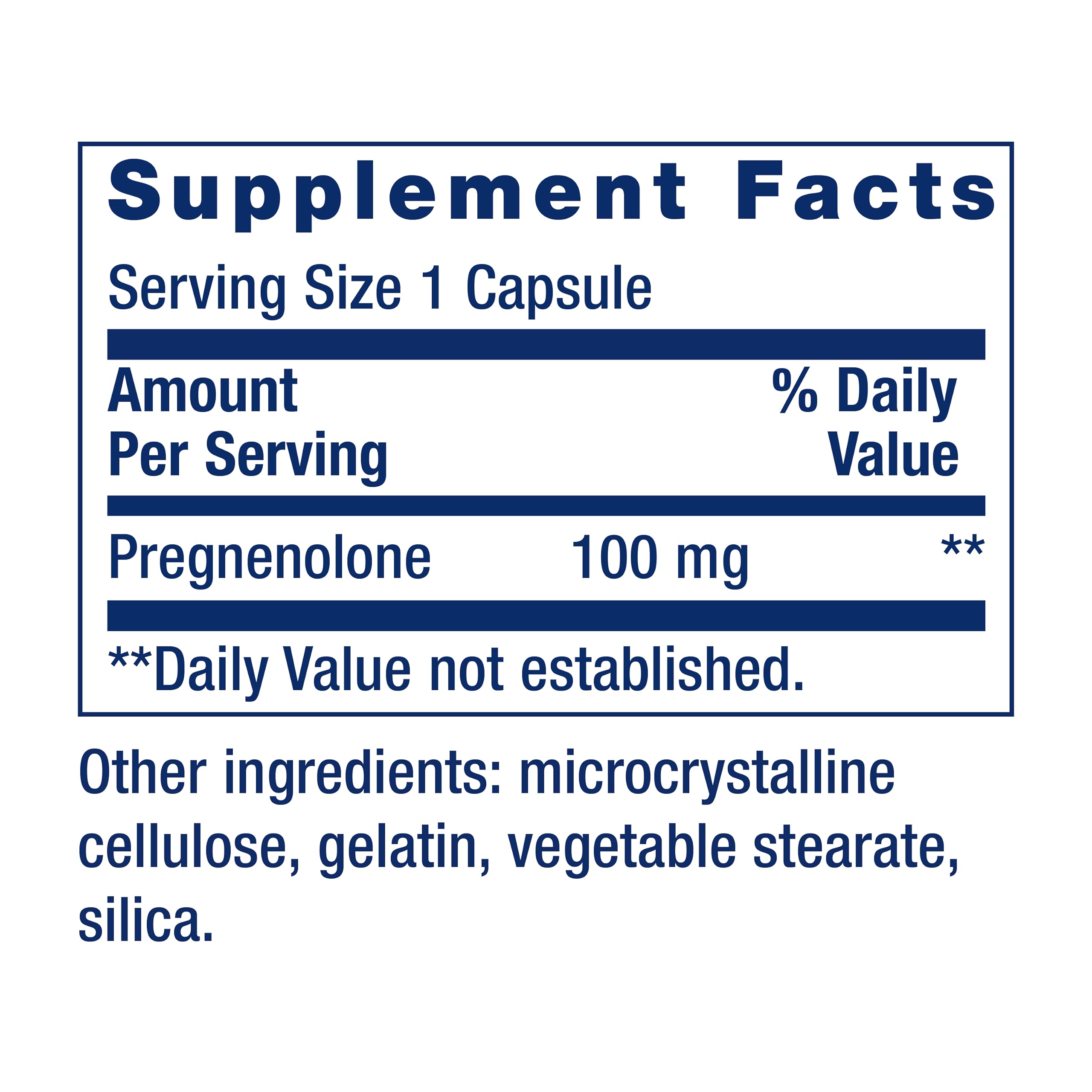 Life Extension Pregnenolone Supplement 100 mg side view