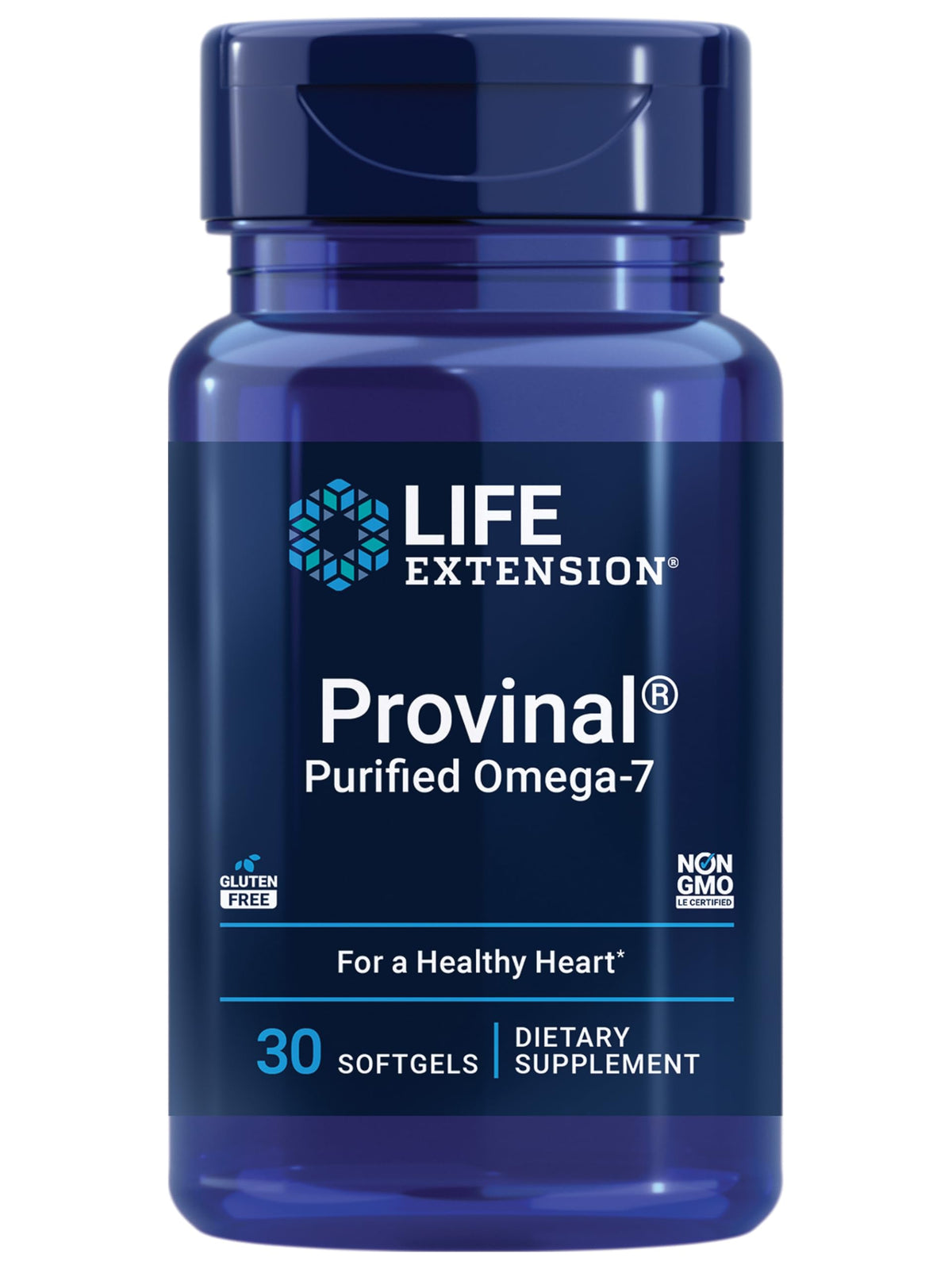 Life Extension Provinal Purified Omega-7 30 softgels front view
