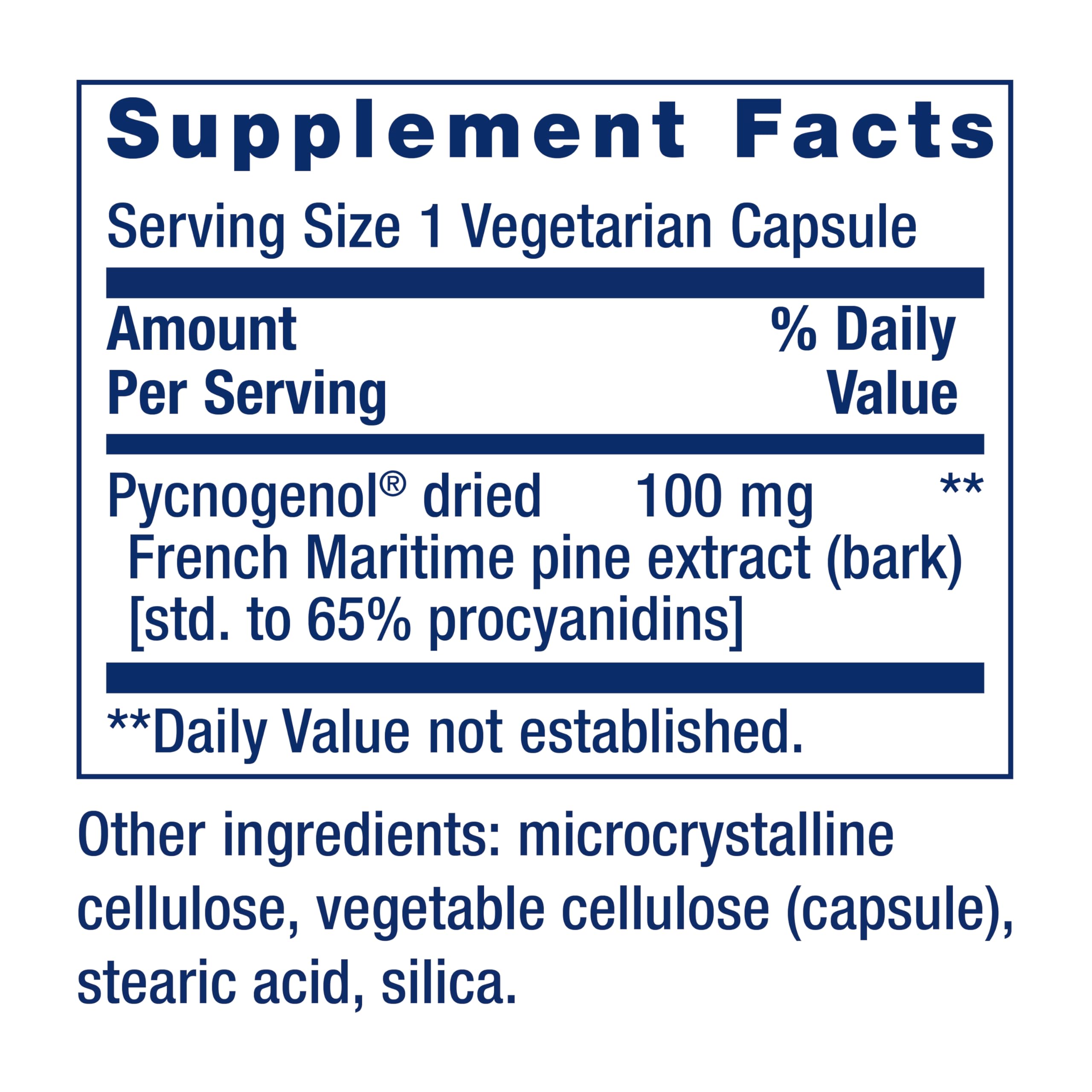 Life Extension Pycnogenol 100mg capsule bottle side view