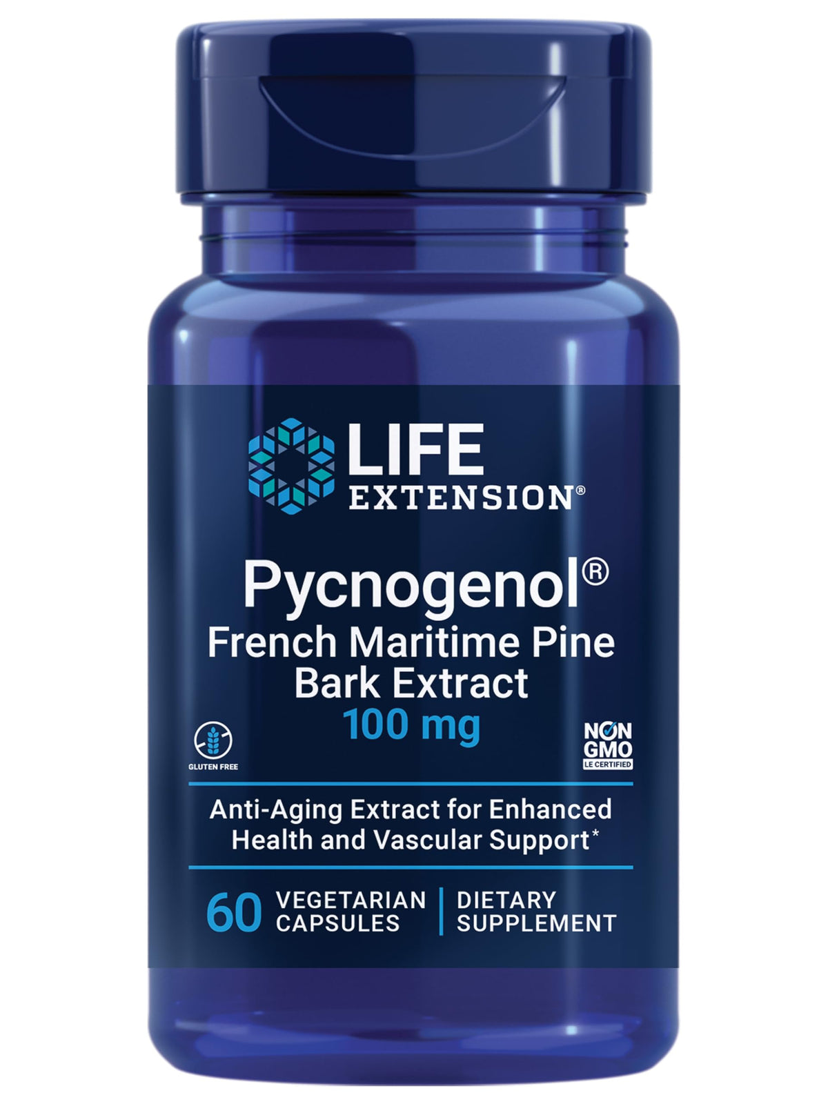 Life Extension Pycnogenol 100mg French Maritime Pine Bark Extract front view