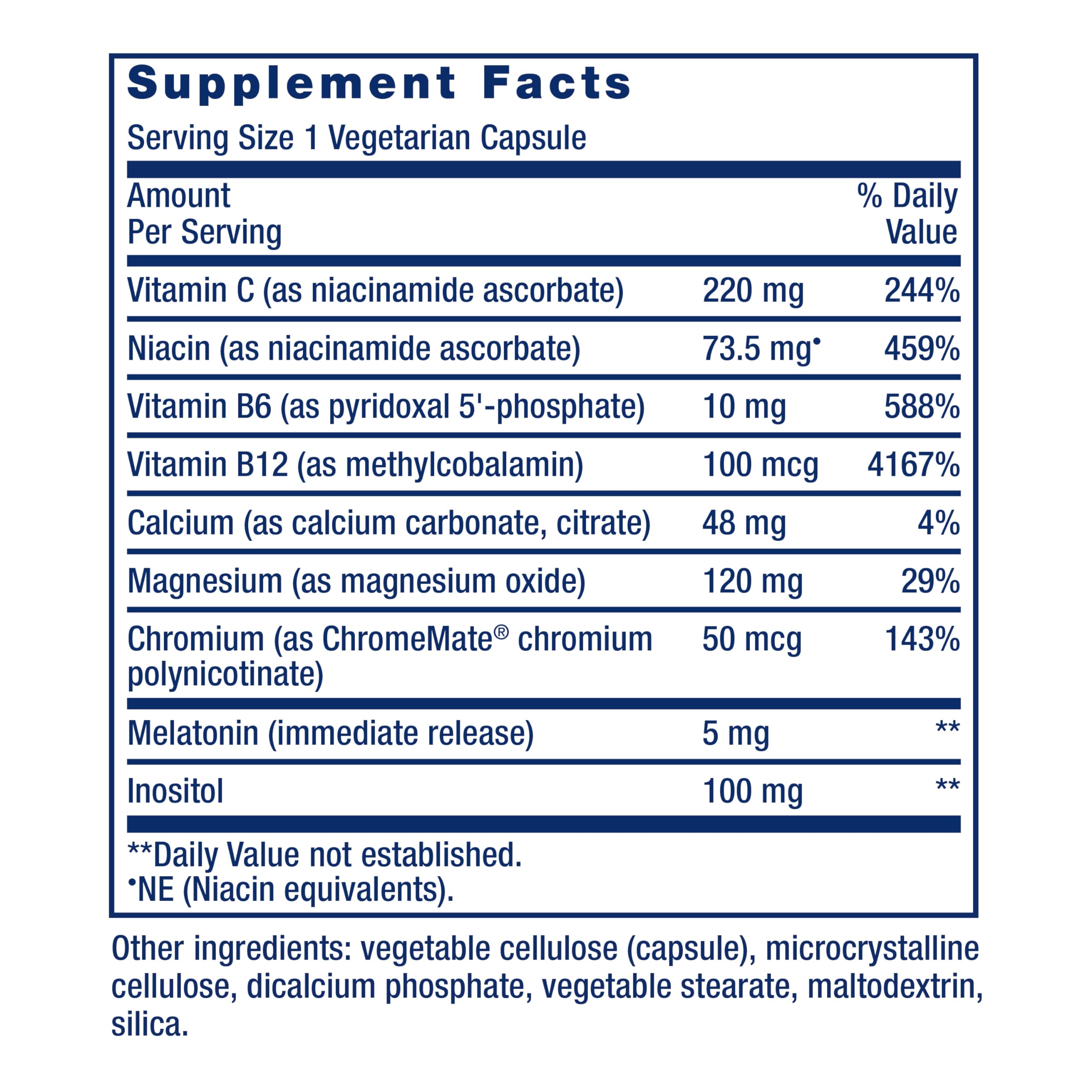 Life Extension Quiet Sleep Melatonin 5 mg bottle side view