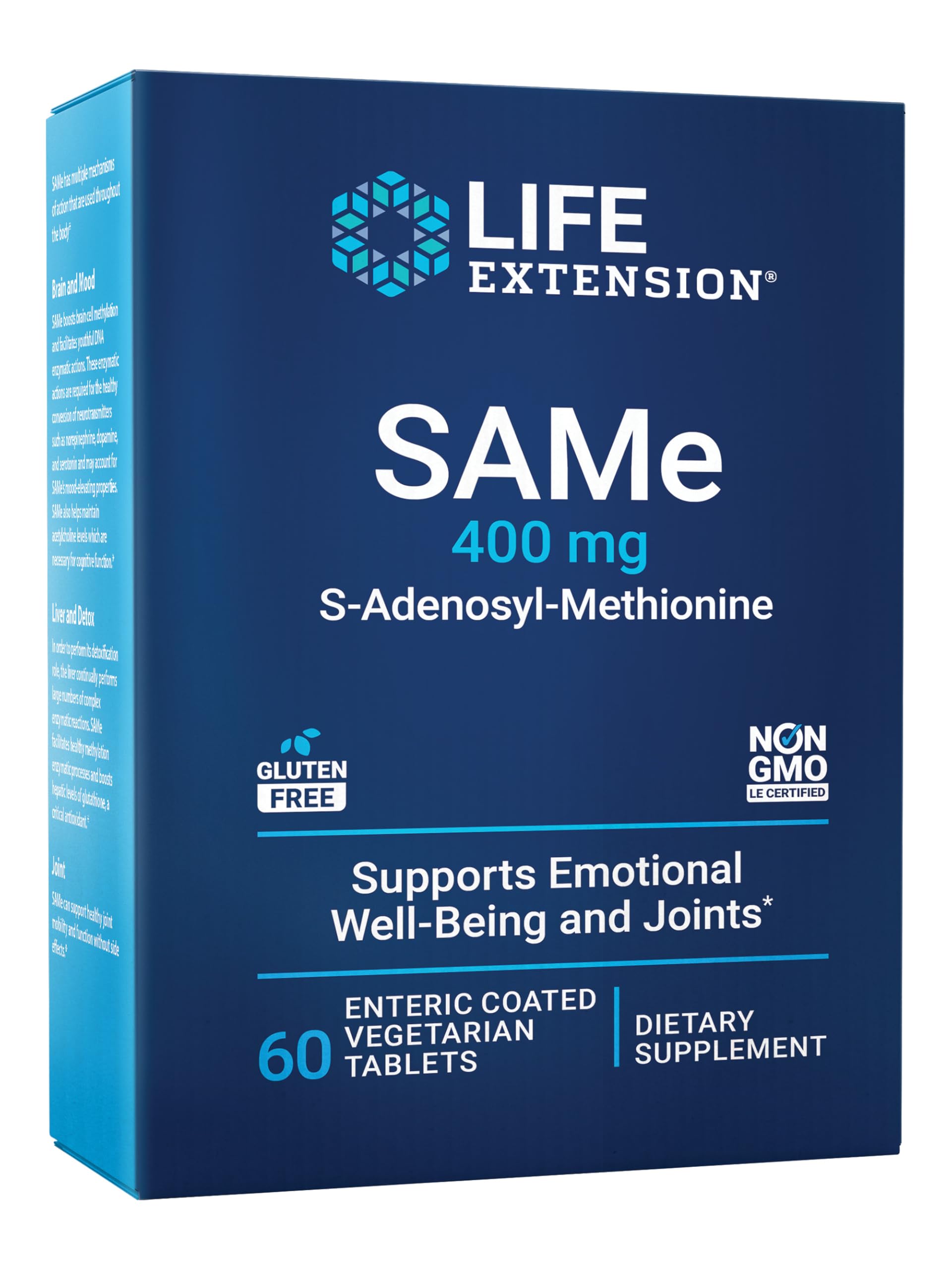 Life Extension SAMe 400mg supplement front view with packaging