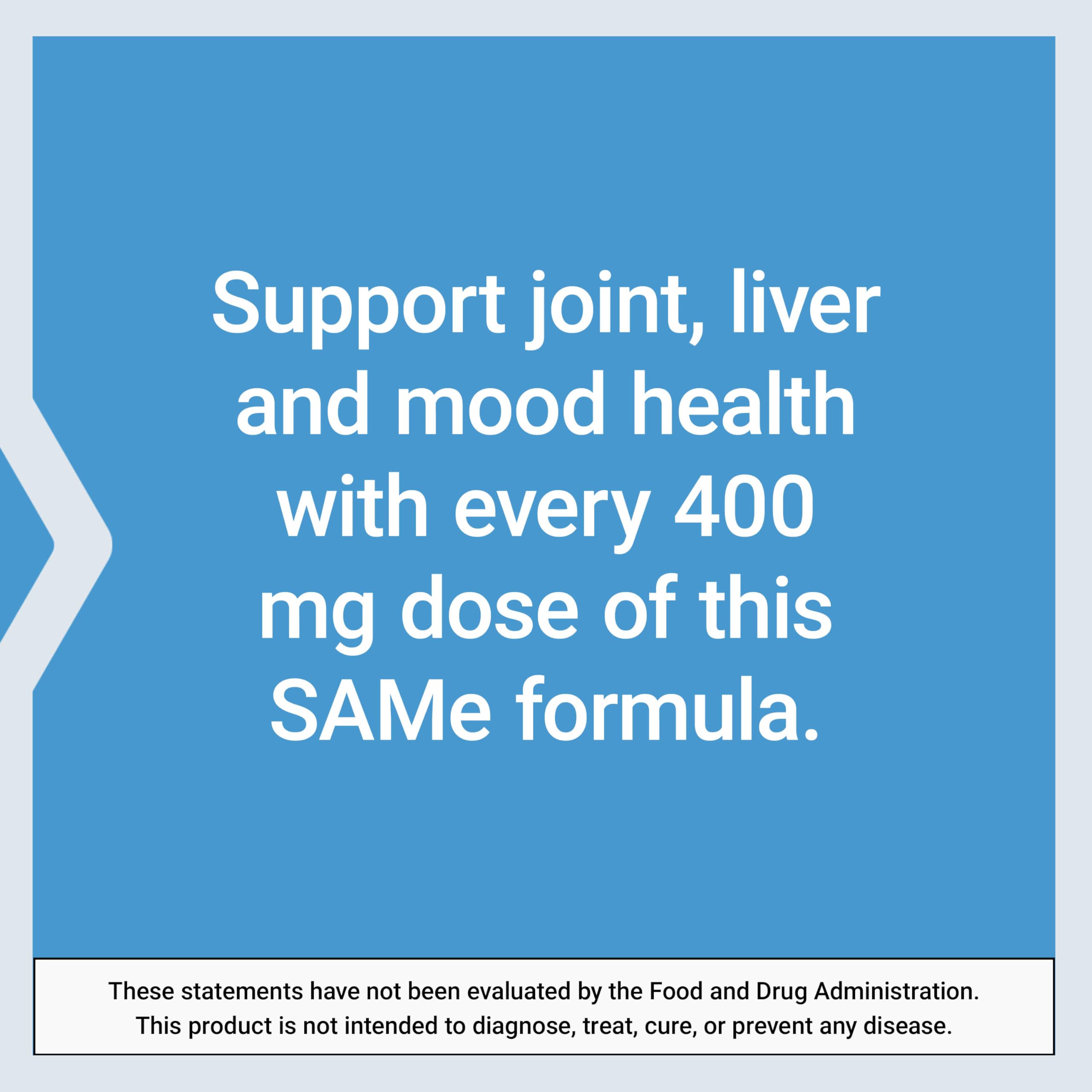 Life Extension SAMe 400mg tablets next to a glass of water