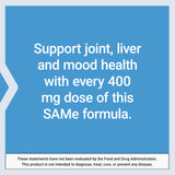 Life Extension SAMe 400mg tablets next to a glass of water