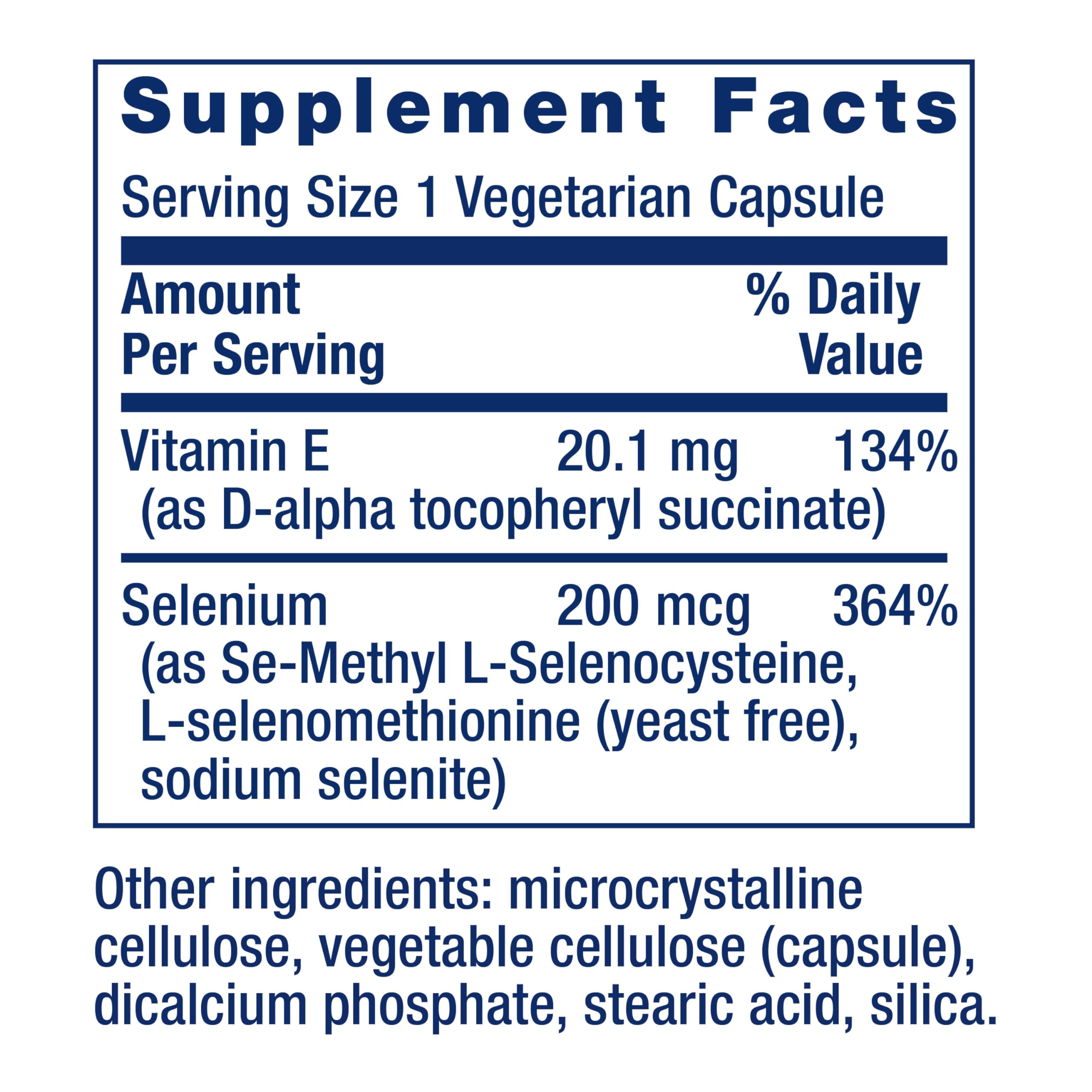Life Extension Selenium Supplement 200 mcg side view