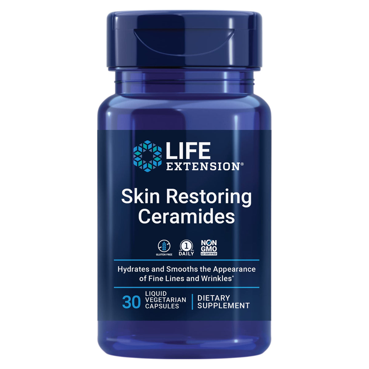 Life Extension Skin Restore Ceramide 50 Liquid Vegetarian Capsules front view
