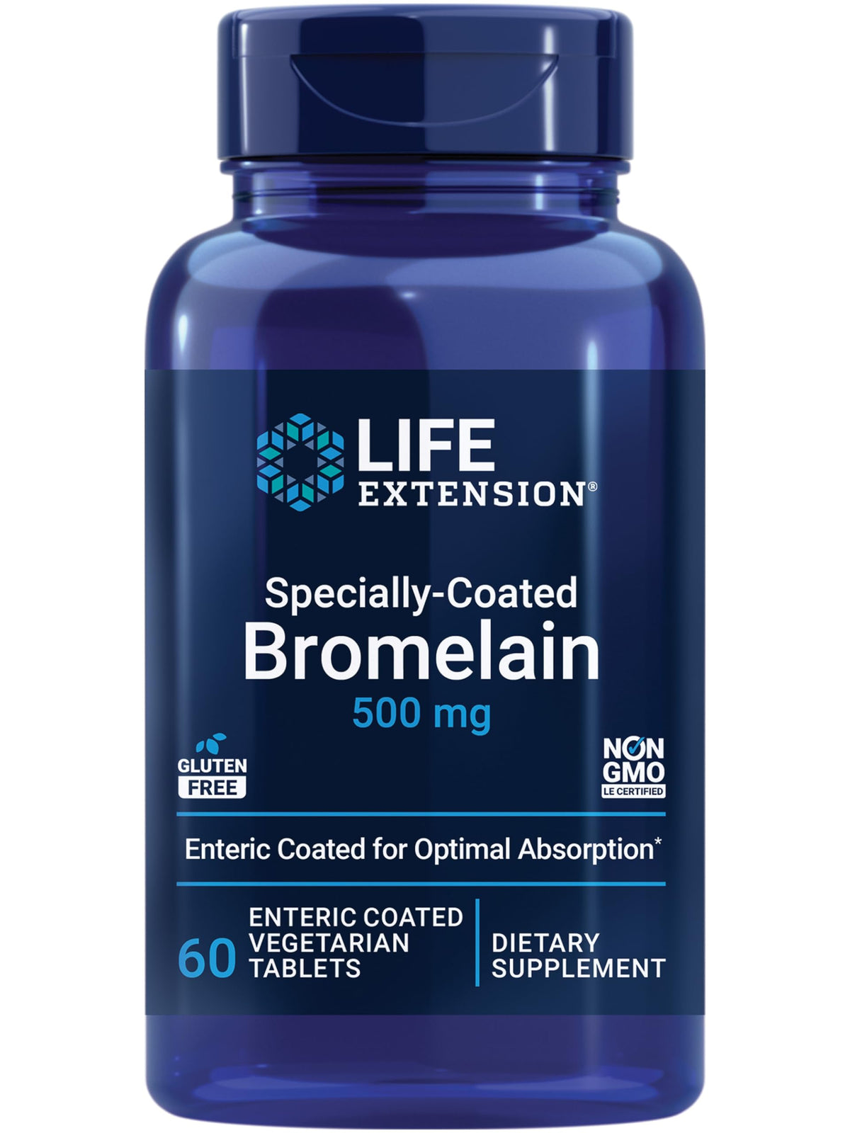 Life Extension Specially-Coated Bromelain 500mg front view of packaging