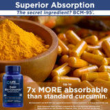 Life Extension Super Bio Curcumin 400mg Capsules on a wooden table