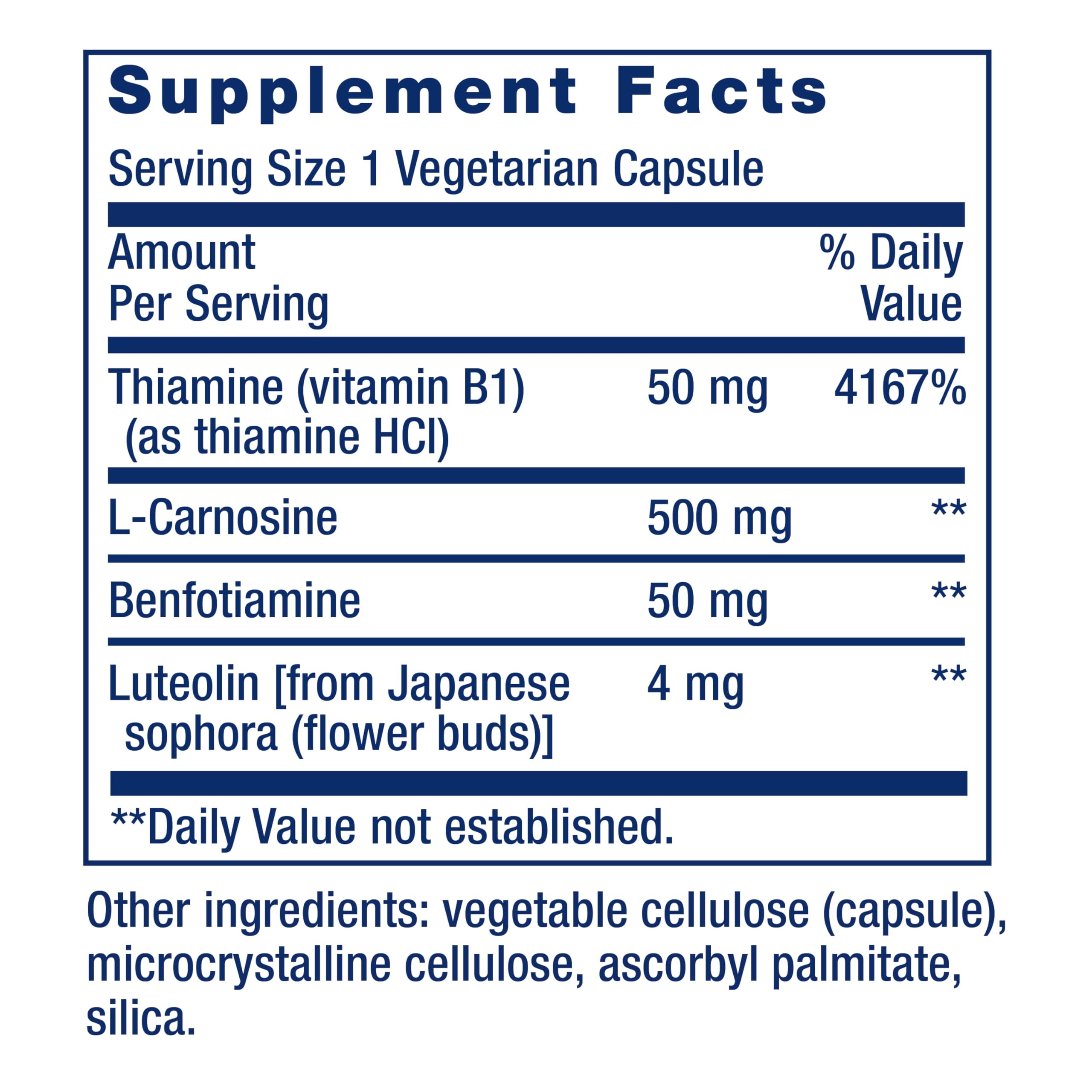 Life Extension Super Carnosine 500mg supplement back view