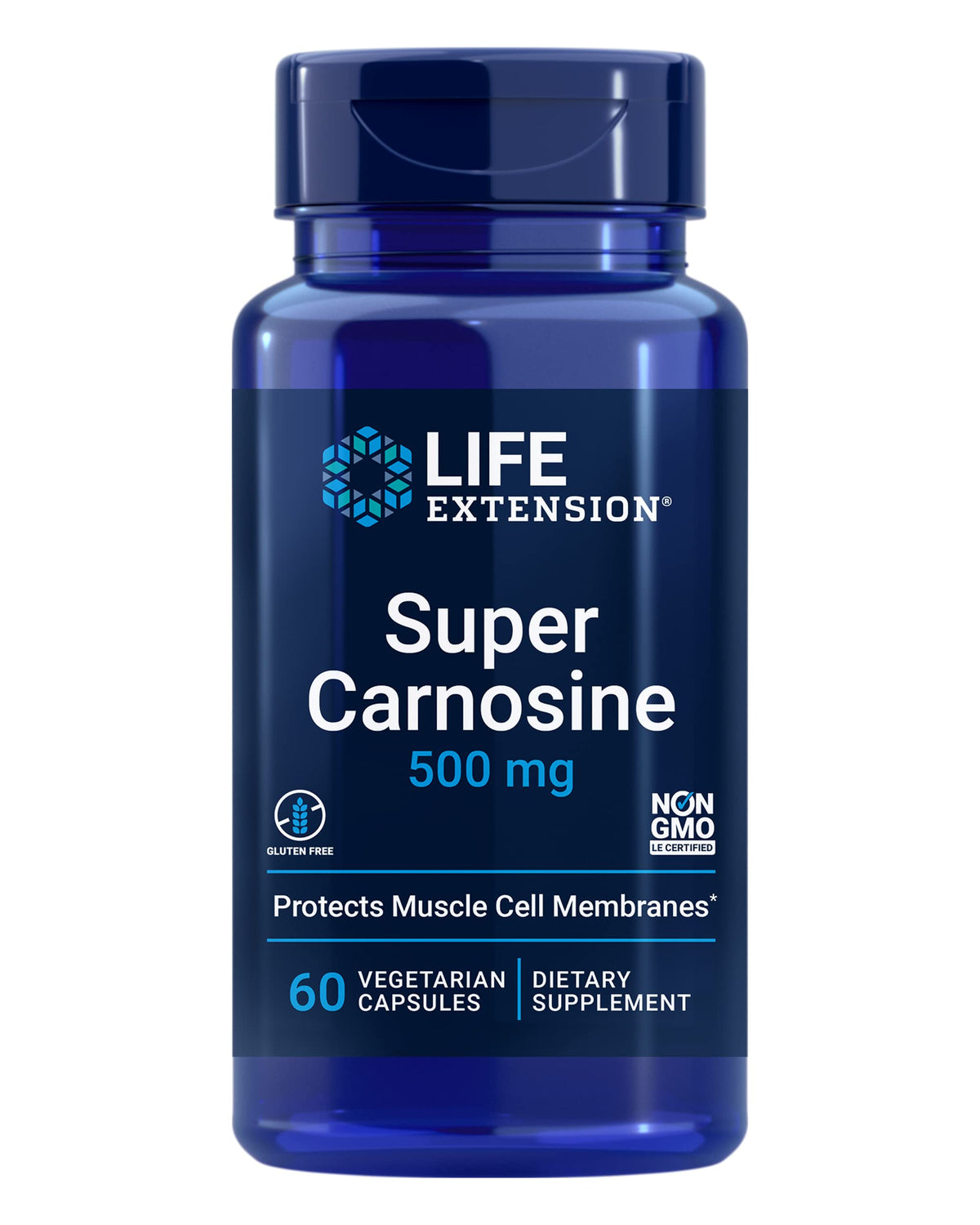 Life Extension Super Carnosine 500mg supplement front view