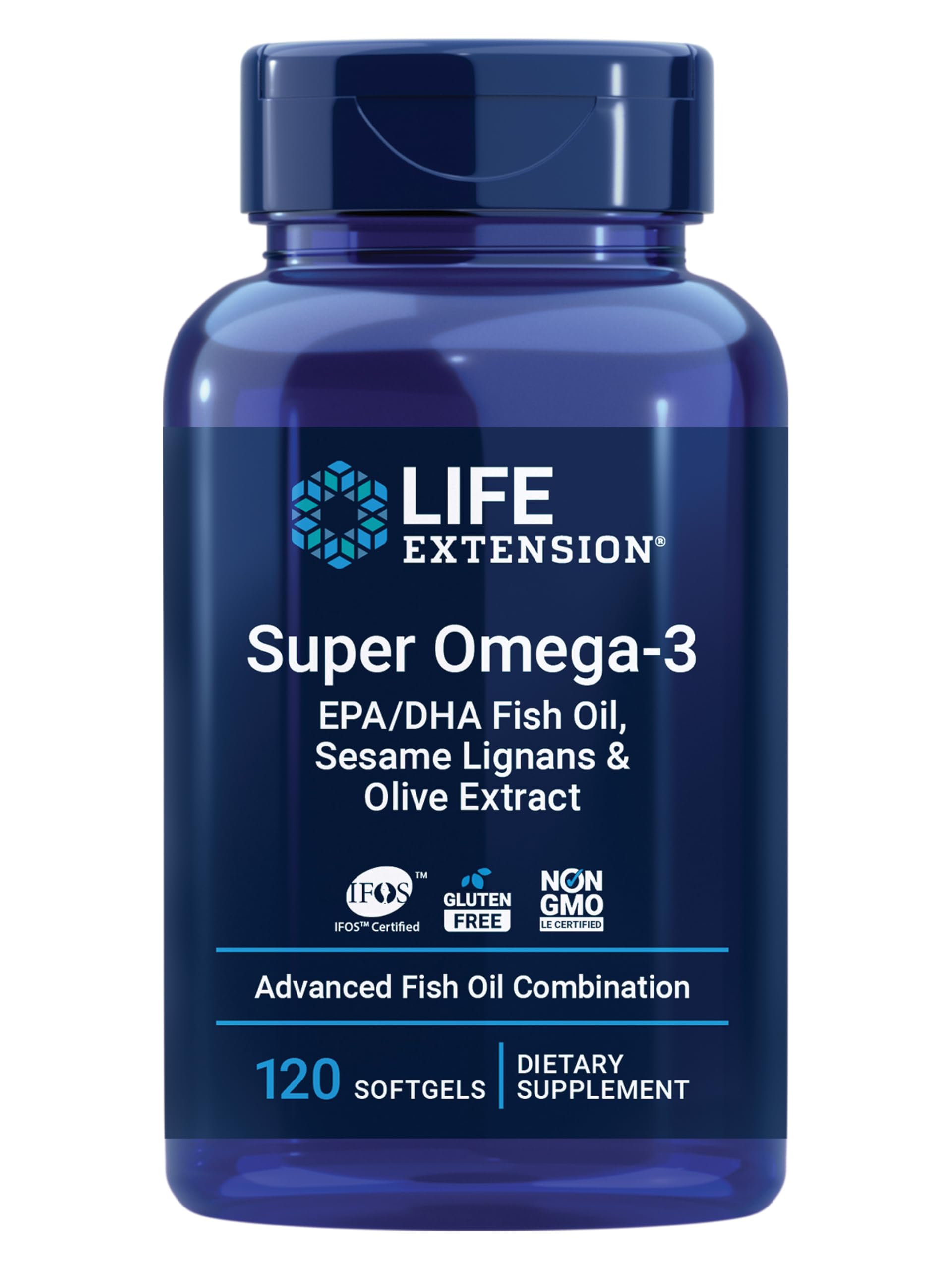 Life Extension Super Omega-3 120 softgels front view